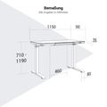 STATION Schreibtisch | 1150 x 590 mm, elektrisch höhenverstellbar, induktives Ladegerät, Glastischplatte, Weiß