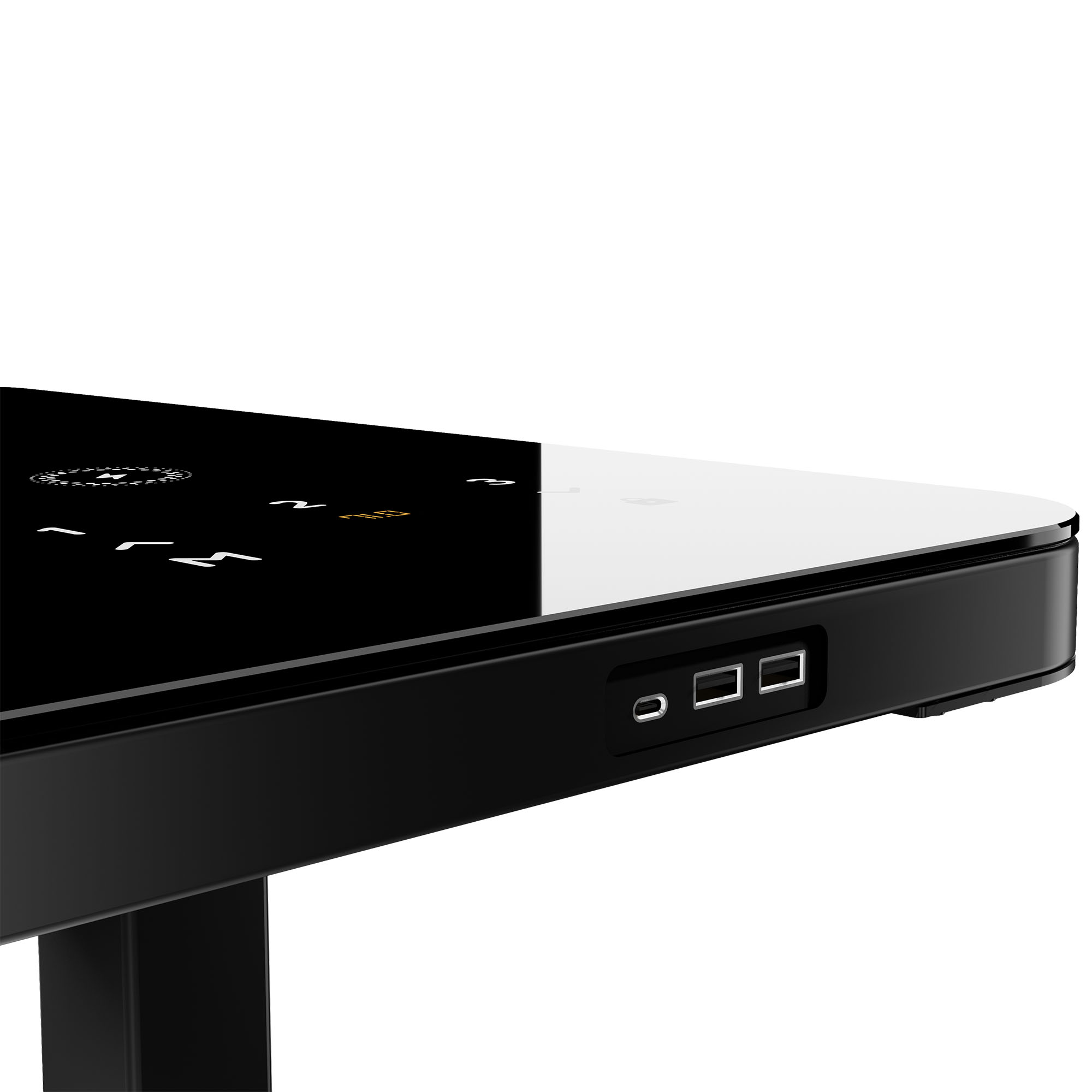 Bureau de station | 1150 x 590 mm, réglable à hauteur électrique, chargeur inductif, plaque de table en verre, noir - 5 Main Image