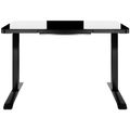 STATION Schreibtisch | 1150 x 590 mm, elektrisch höhenverstellbar, induktives Ladegerät, Glastischplatte, Schwarz