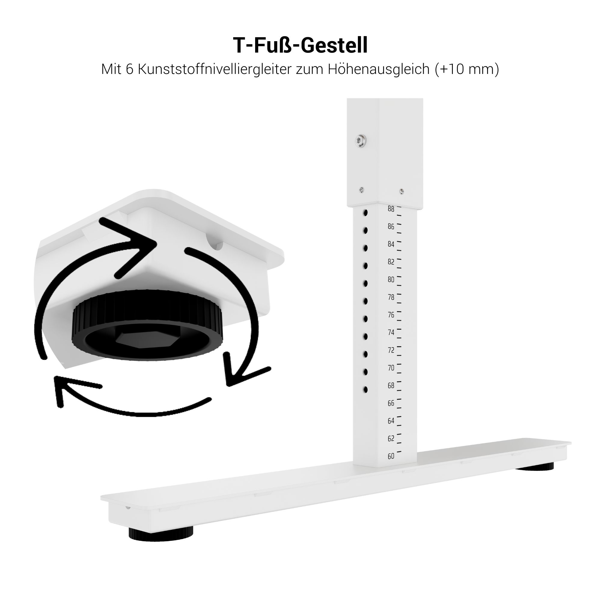 SCALE Tischgestell | 1075 - 1800 mm, manuell höhenverstellbar, Weiß - 4 Main Image