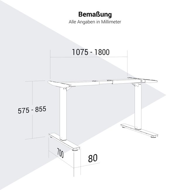 SCALE Tischgestell | 1075 - 1800 mm, manuell höhenverstellbar, Schwarz