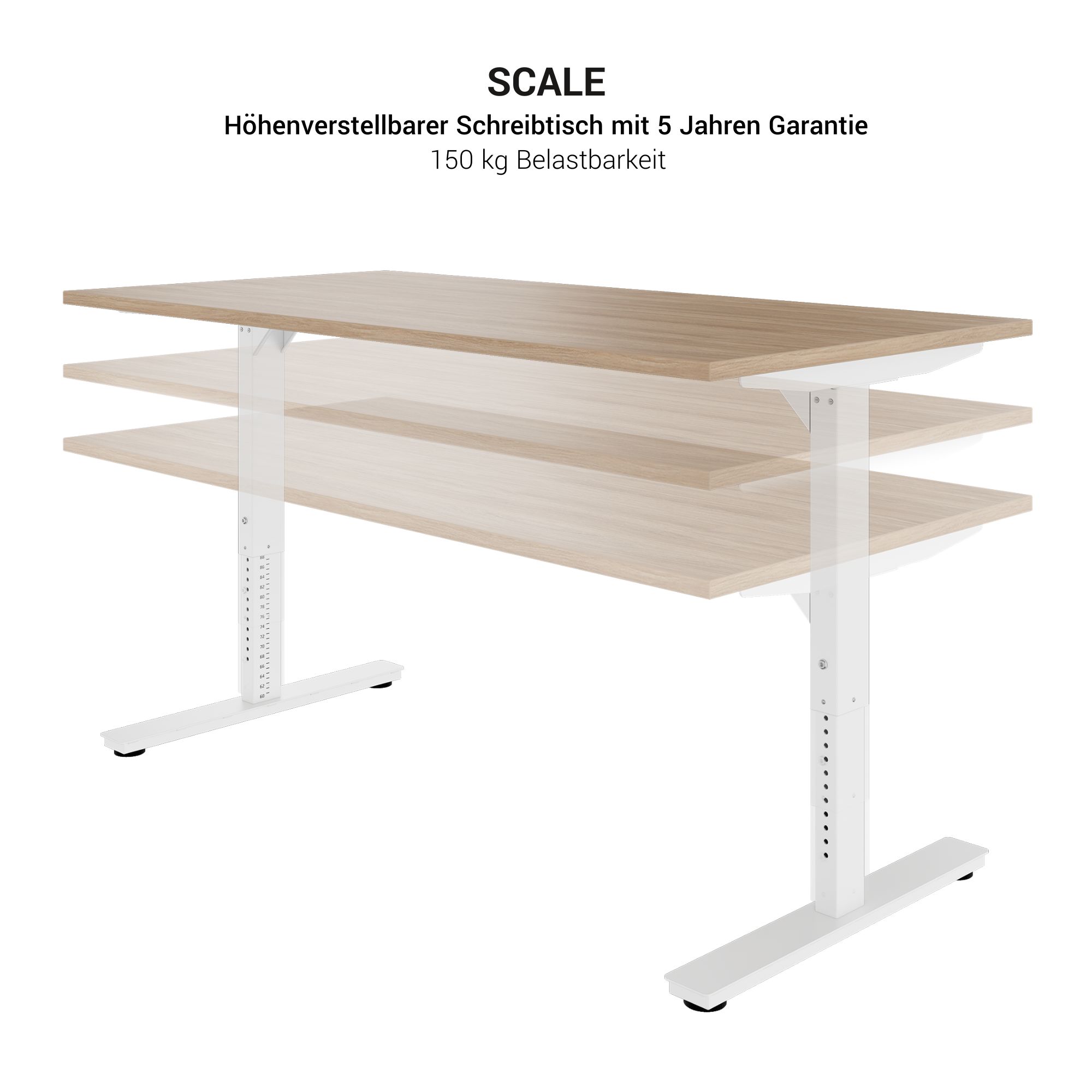 SCALE desk | 1600 - 1800 mm, manually height adjustable, sand ash - 4 Main Image