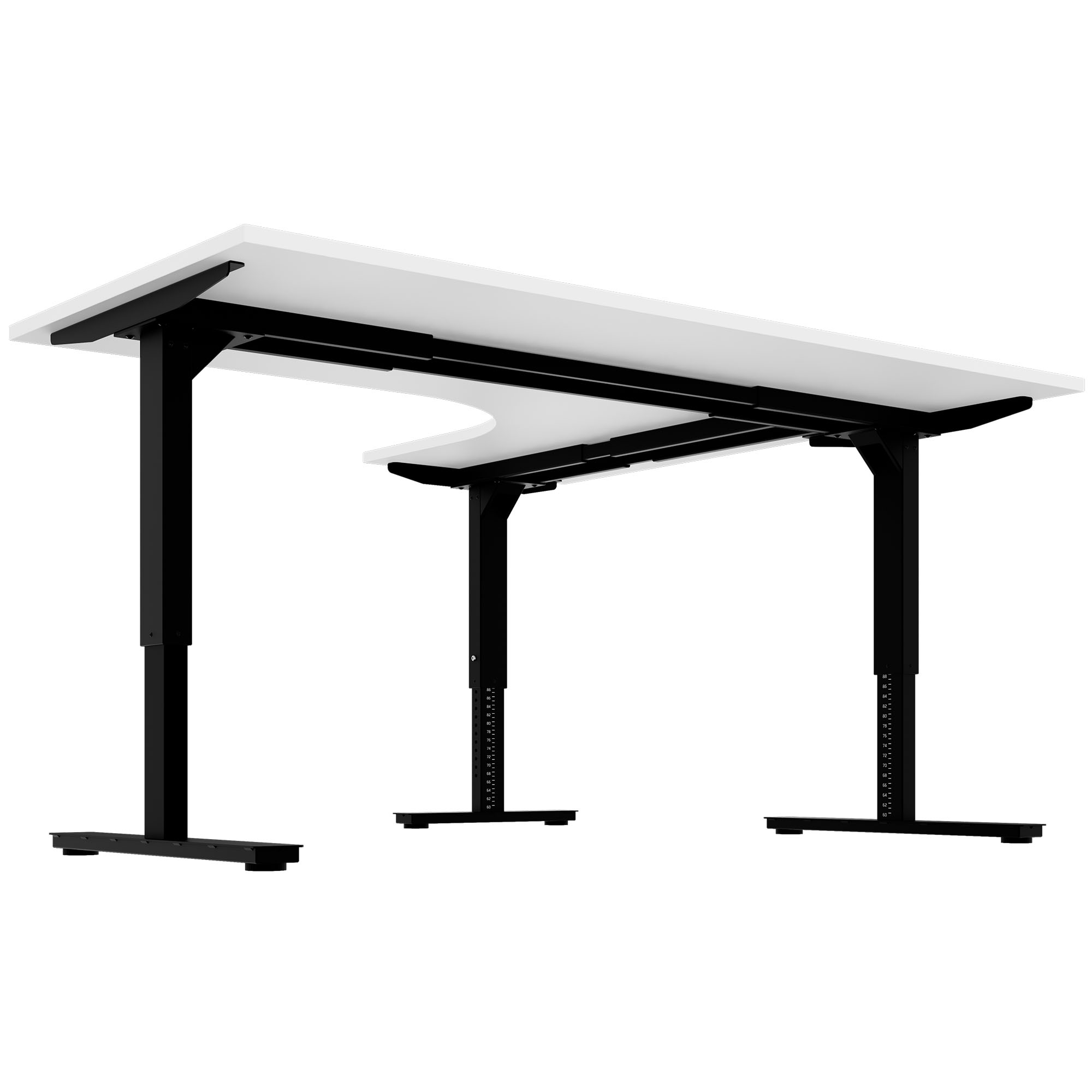 Scale Angular Desk | 1800 x 1600 mm, réglable manuellement à hauteur, blanc - 3 Main Image