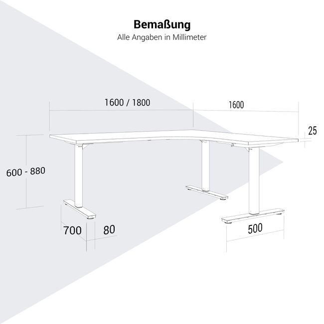 SCALE Winkel-Schreibtisch | 1800 x 1600 mm, manuell höhenverstellbar, Weiß SCALE Winkel-Schreibtisch | 1800 x 1600 mm, manuell höhenverstellbar, Weiß