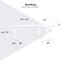 SCALE Winkel-Schreibtisch | 1800 x 1600 mm, manuell höhenverstellbar, Weiß