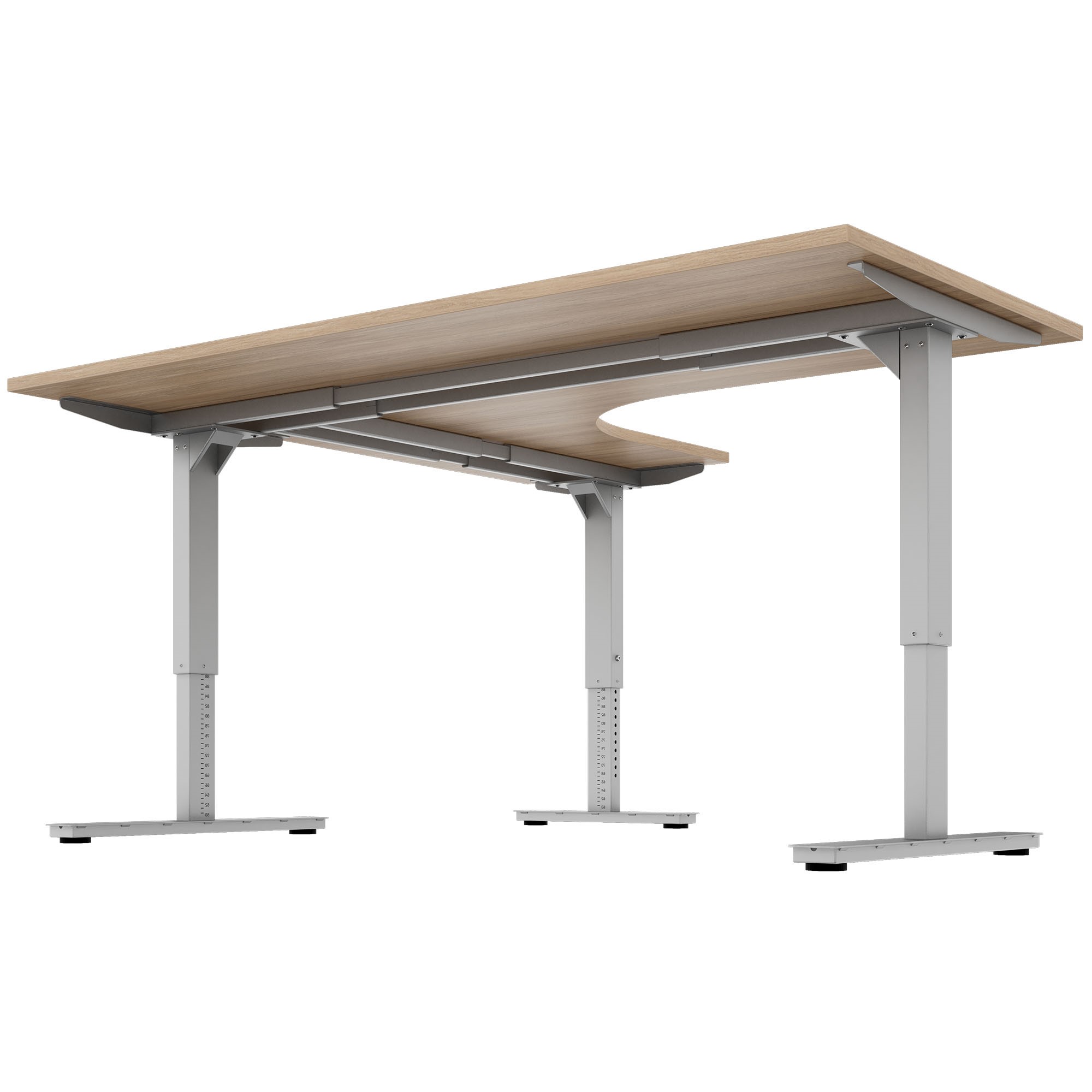 SCALE angle desk | 1800 x 1600 mm, manually height adjustable, amber oak - 3 Main Image