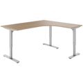 SCALE angle desk | 1800 x 1600 mm, manually height adjustable, amber oak - 1 Thumbnail Image