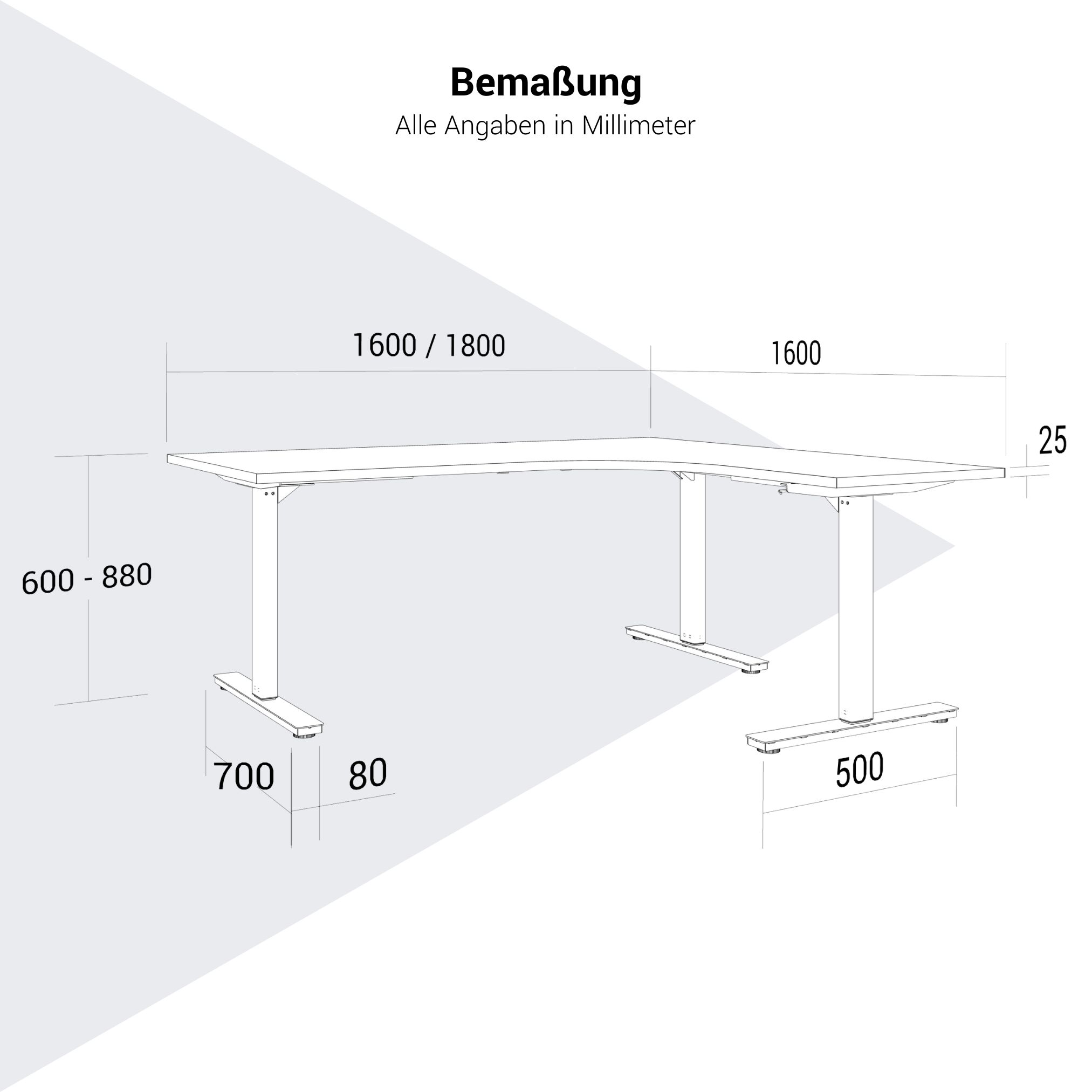SCALE angle desk | 1800 x 1600 mm, manually height adjustable, pearl gray - 9 Main Image
