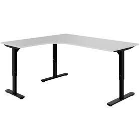 SCALE Winkel-Schreibtisch | 1800 x 1600 mm, manuell höhenverstellbar, Perlgrau