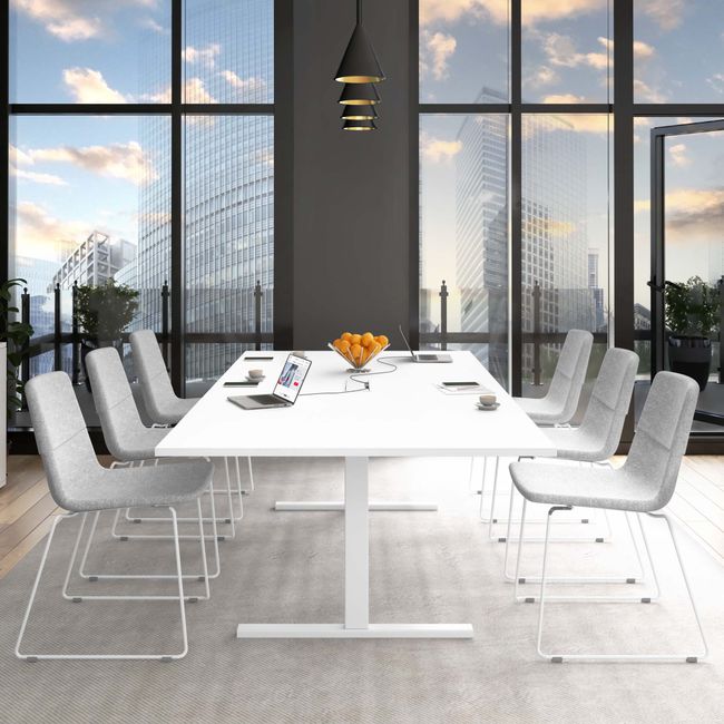 T-EASY Konferenztisch | 2400 x 1200 mm (10 - 12 Personen), elektrifiziert, Cubanitgrau