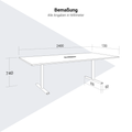 T-EASY Konferenztisch | 2400 x 1200 mm (10 - 12 Personen), elektrifiziert, Sandesche