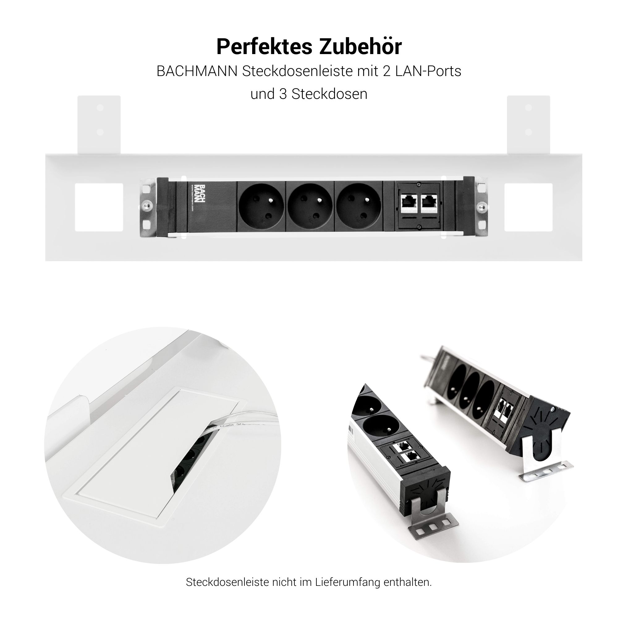 T-EASY Desk | 1200 - 1800 mm, electrified, white - 12 Main Image
