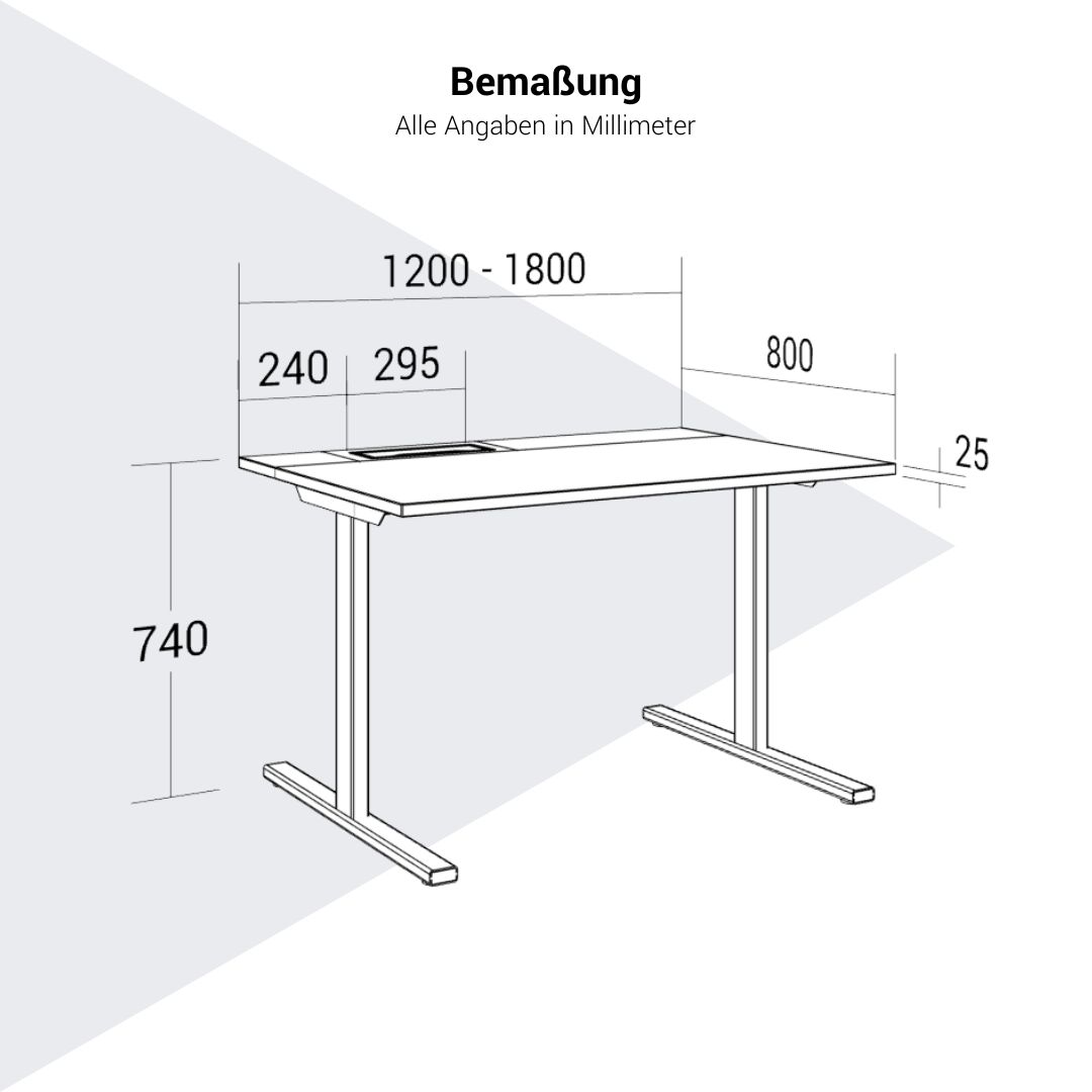 T-EASY desk | 1200 - 1800 mm, electrified, pearl grey - 12 Main Image