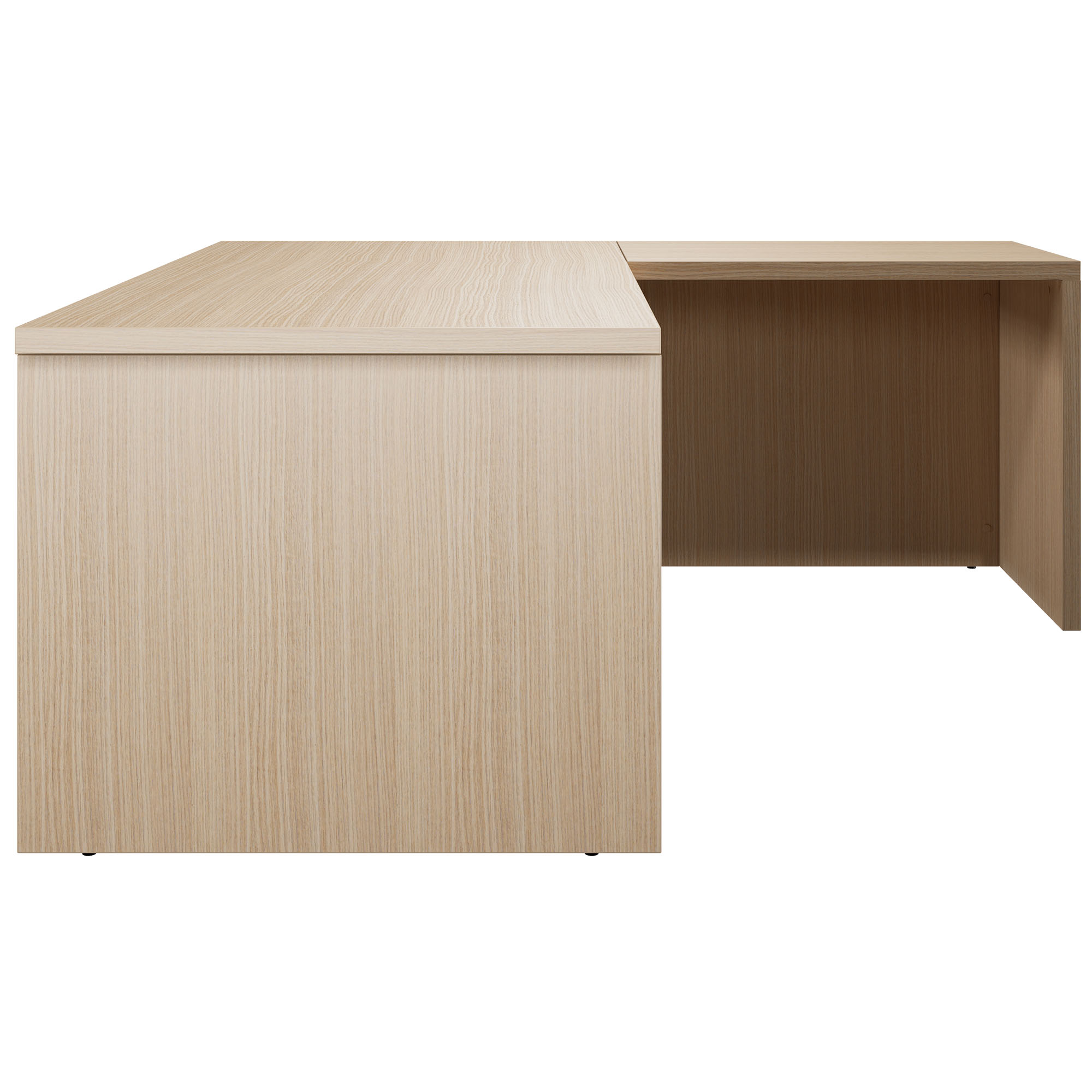 BRALCO SILE desk with extension table | 1800 - 2000 mm, angle desk, cable duct, side frame, oak - 2 Main Image