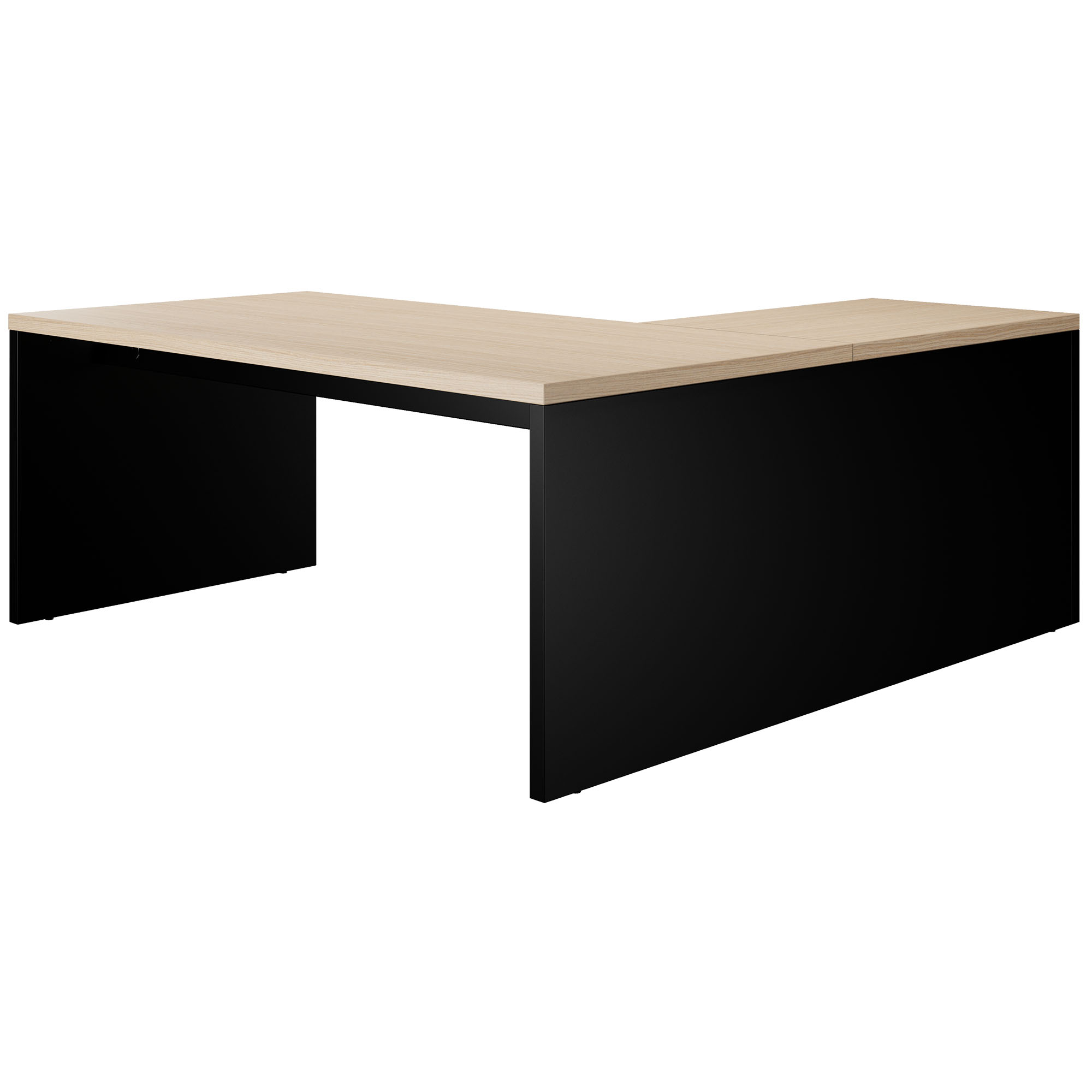 BRALCO SILE desk with extension table | 1800 - 2000 mm, angle desk, cable duct, side frame, oak - 6 Main Image