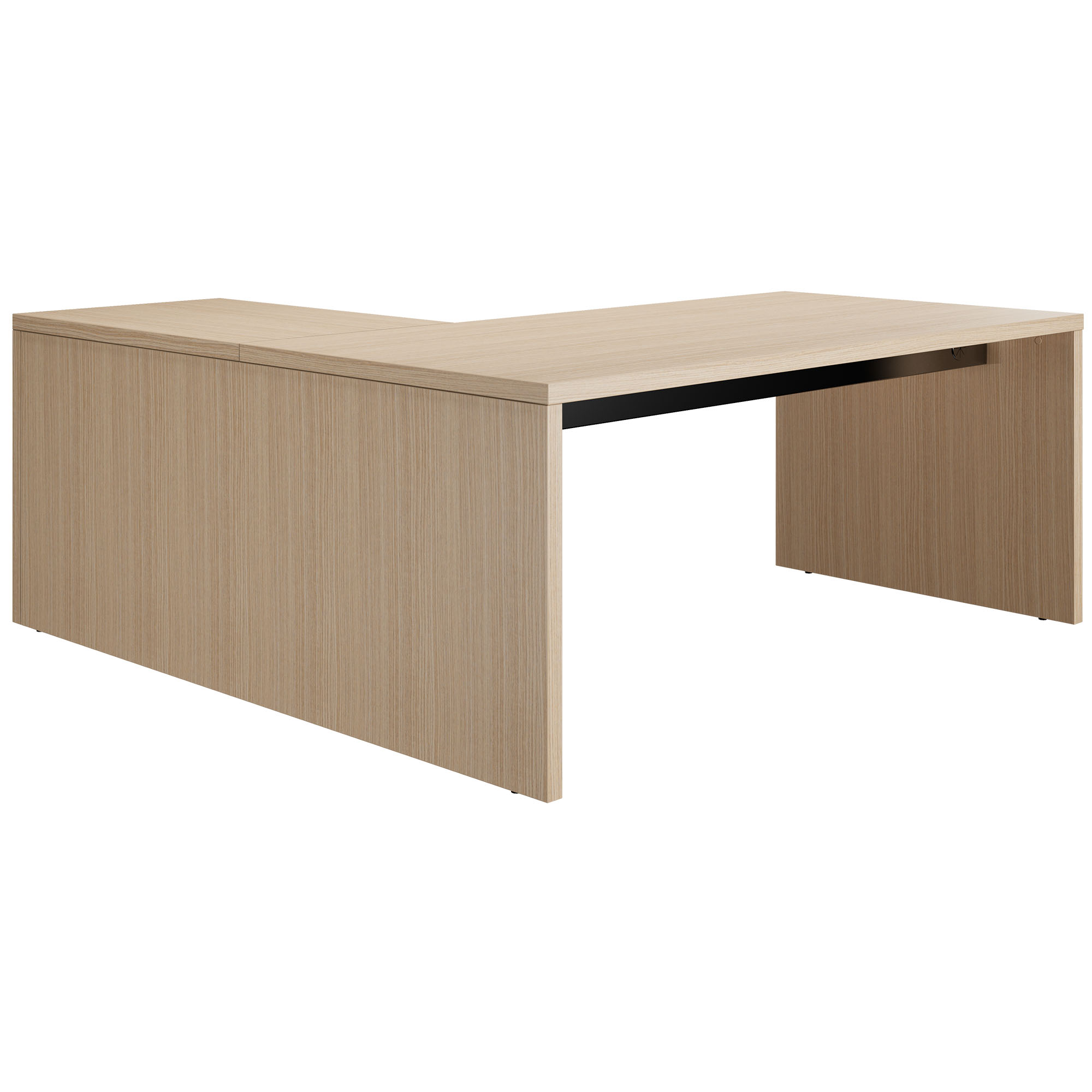 BRALCO SILE desk with extension table | 1800 - 2000 mm, angle desk, cable duct, side frame, oak - 3 Main Image
