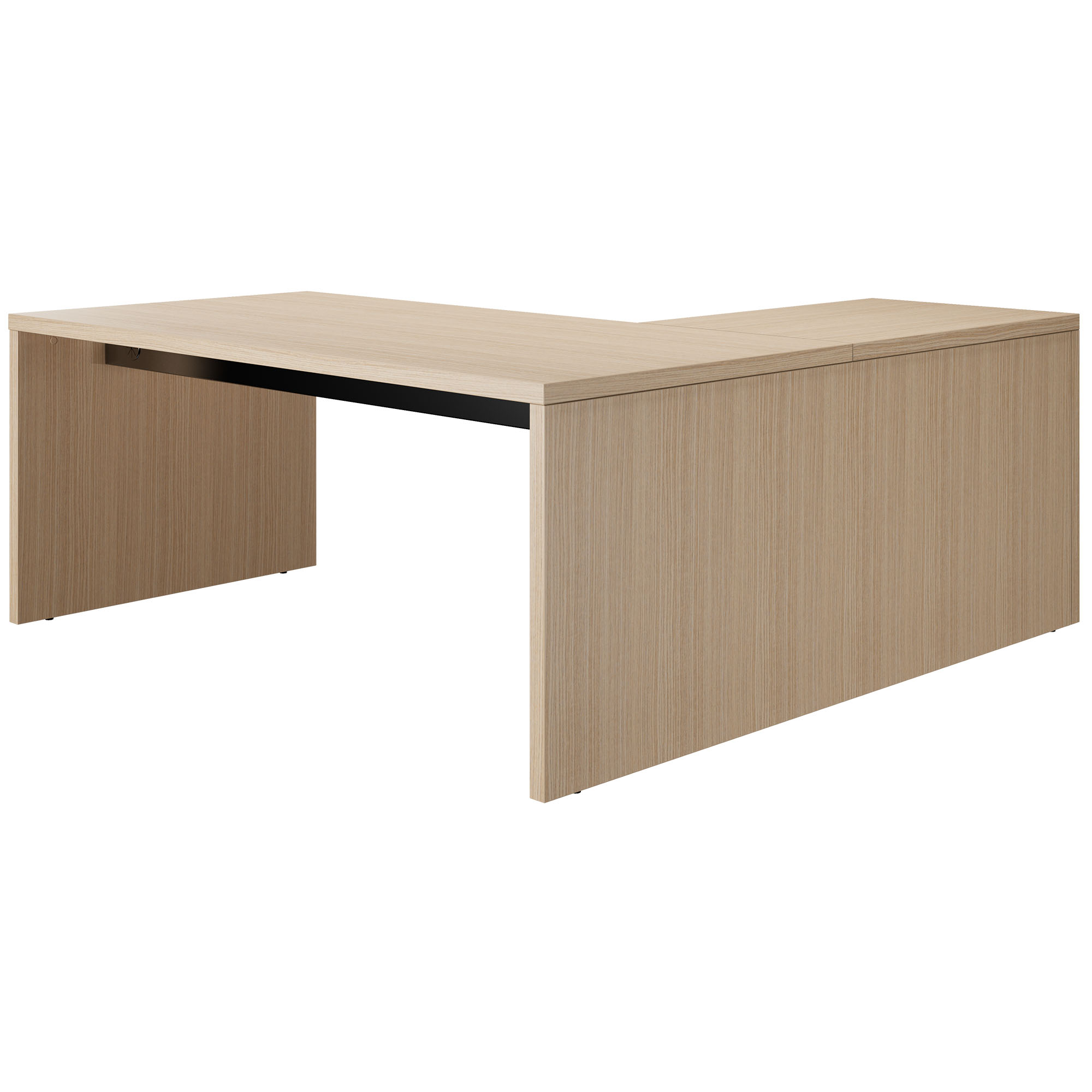 BRALCO SILE desk with extension table | 1800 - 2000 mm, angle desk, cable duct, side frame, oak - 6 Main Image