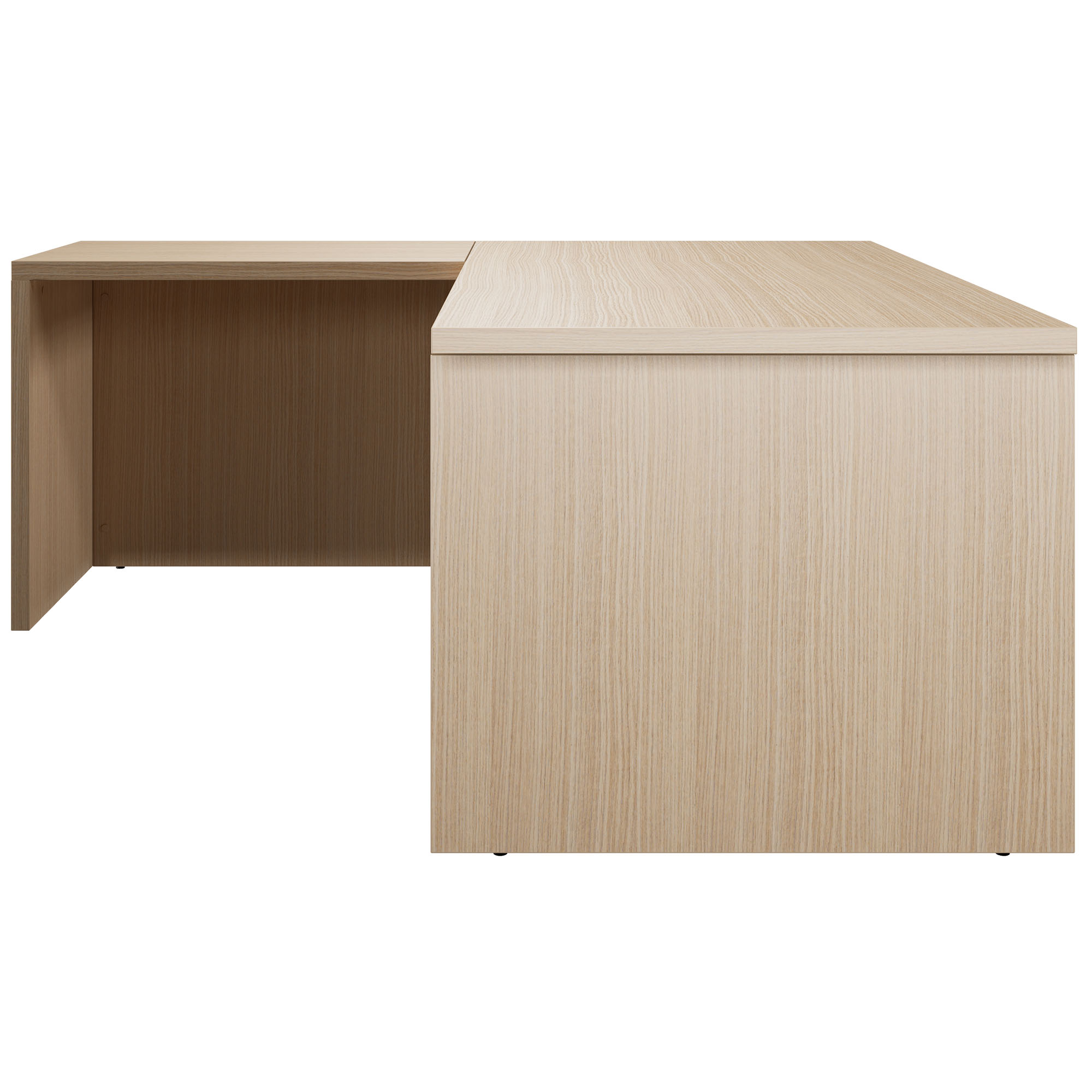 BRALCO SILE desk with extension table | 1800 - 2000 mm, angle desk, cable duct, side frame, oak - 5 Main Image