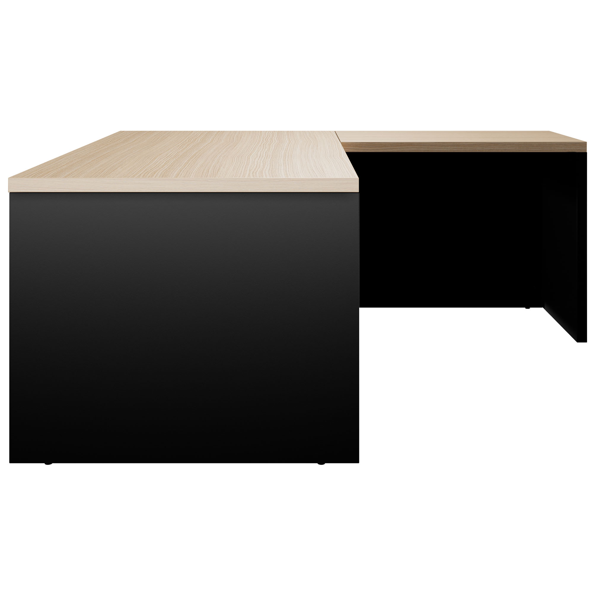 BRALCO SILE desk with extension table | 1800 - 2000 mm, angle desk, cable duct, side frame, oak - 2 Main Image