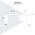 BRALCO SILE desk with extension table | 1800 - 2000 mm, angle desk, cable duct, side frame, oak - 11 Thumbnail Image