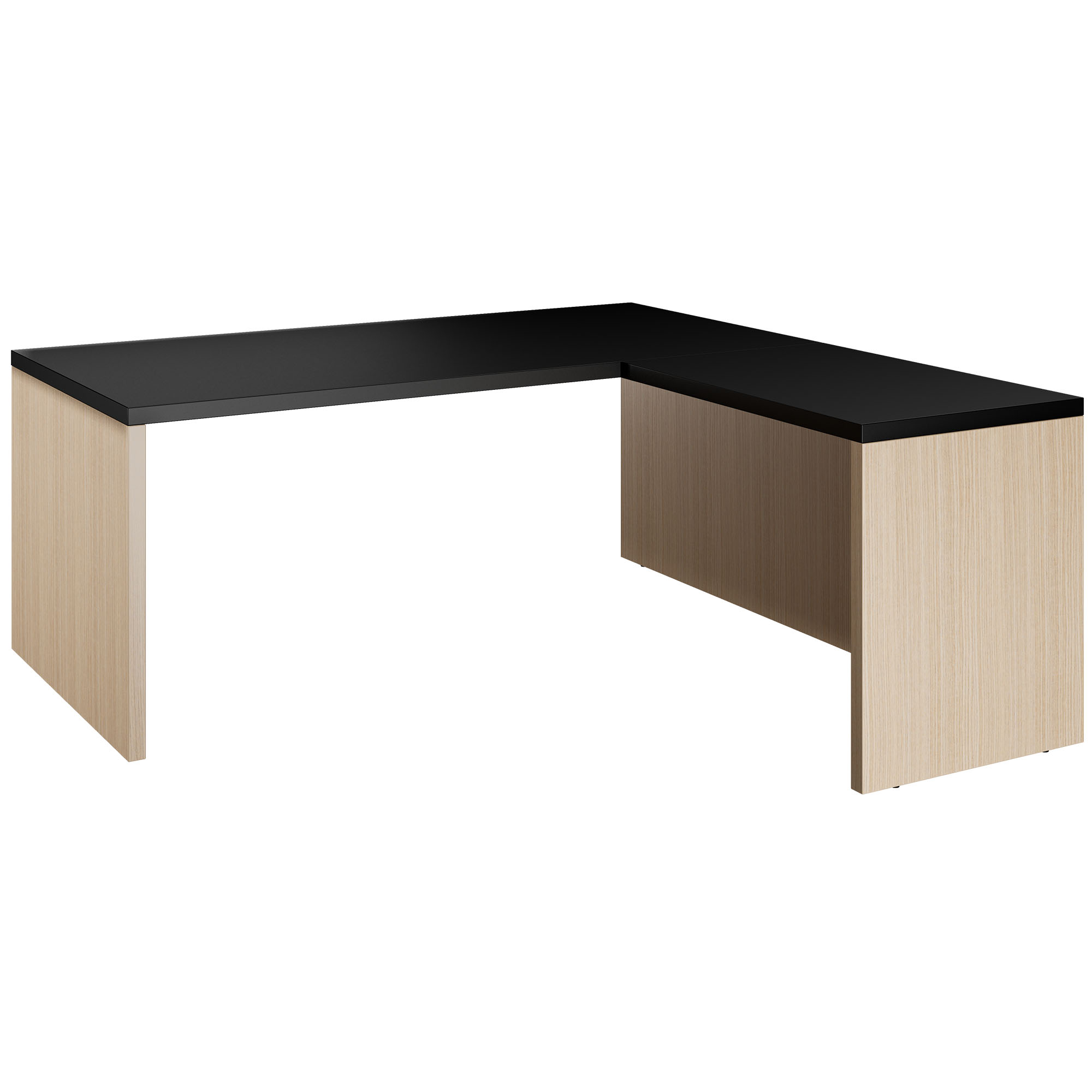 BRALCO SILE desk with extension table | 1800 - 2000 mm, angle desk, cable duct, side frame, black - 1 Main Image
