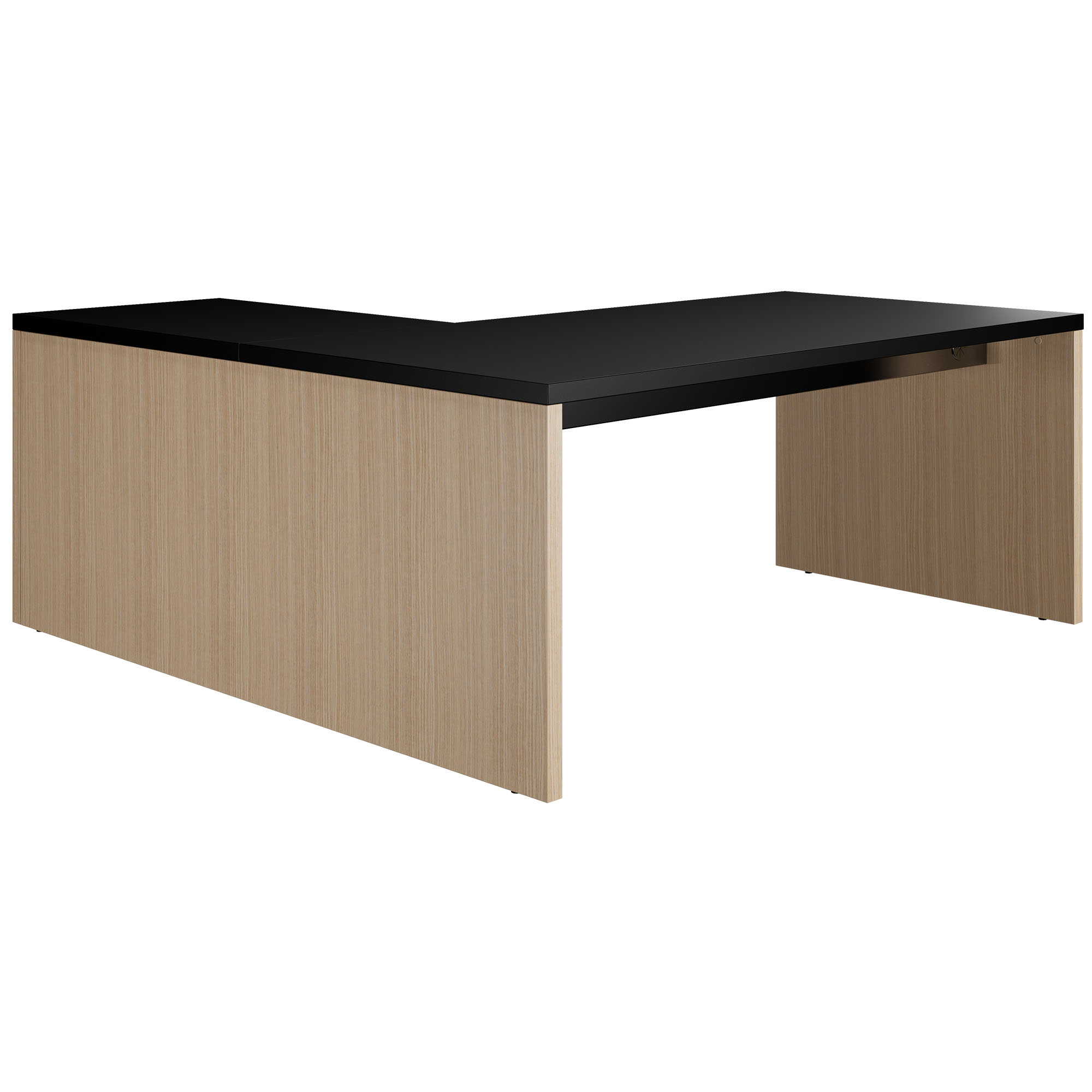 BRALCO SILE desk with extension table | 1800 - 2000 mm, angle desk, cable duct, side frame, black - 3 Main Image