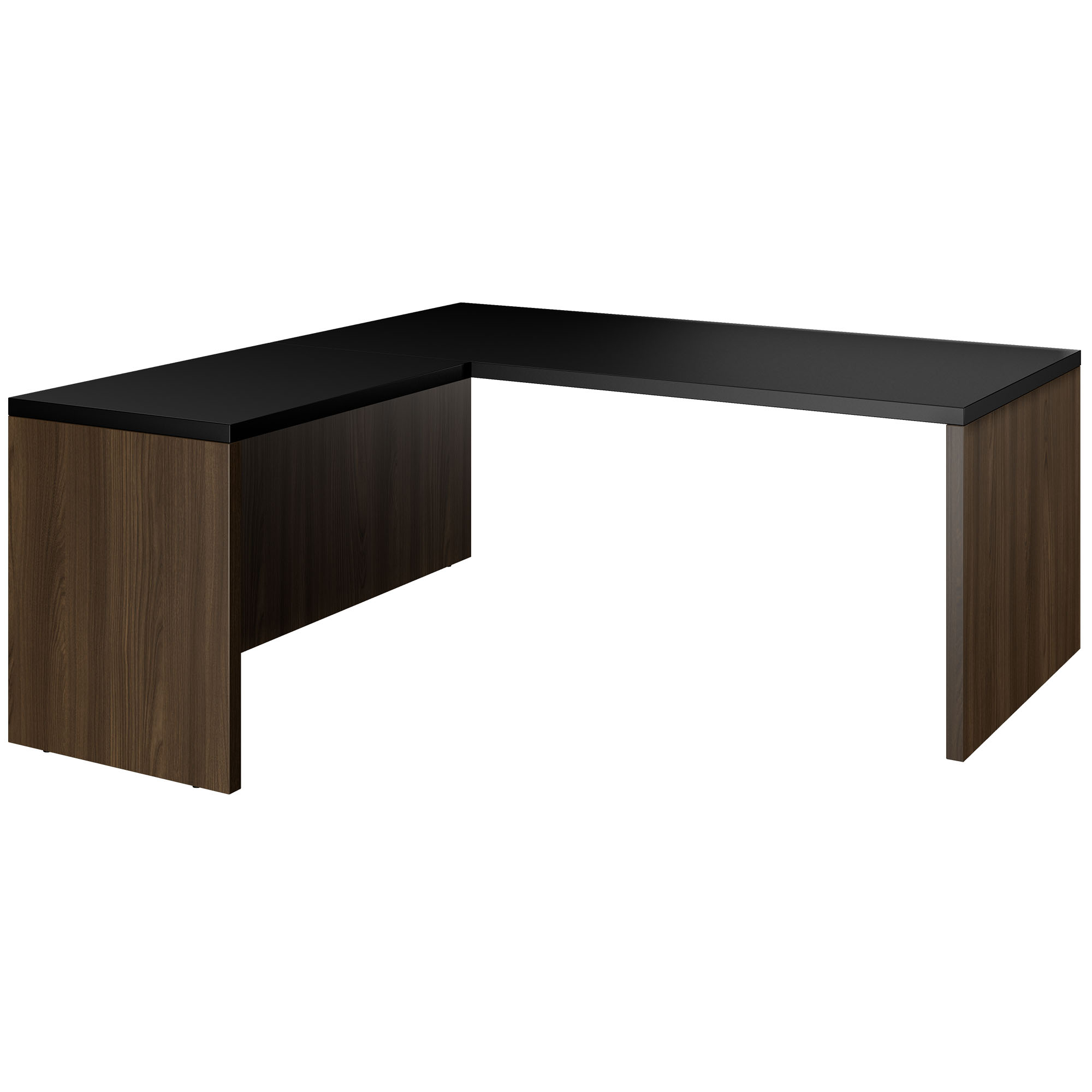 BRALCO SILE desk with extension table | 1800 - 2000 mm, angle desk, cable duct, side frame, black - 4 Main Image