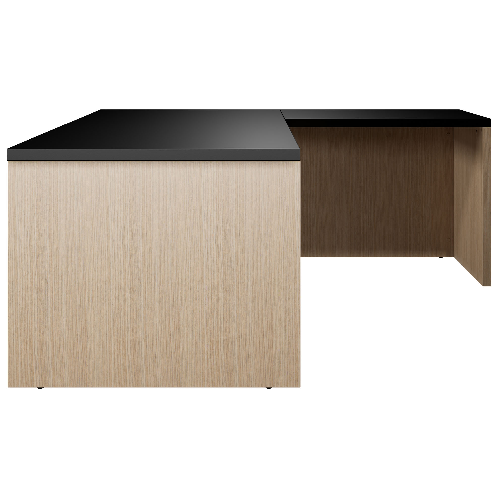 BRALCO SILE desk with extension table | 1800 - 2000 mm, angle desk, cable duct, side frame, black - 2 Main Image