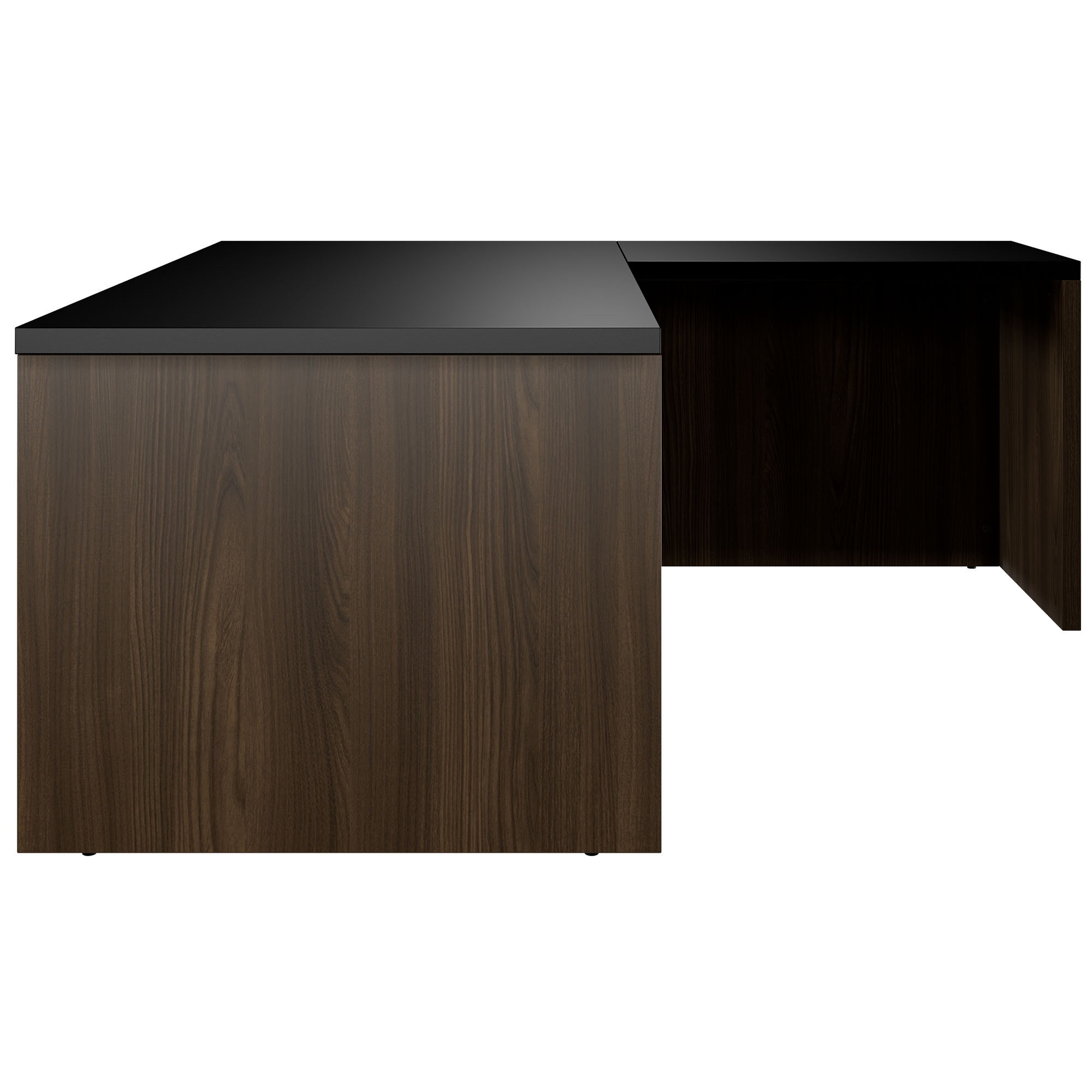BRALCO SILE desk with extension table | 1800 - 2000 mm, angle desk, cable duct, side frame, black - 2 Main Image