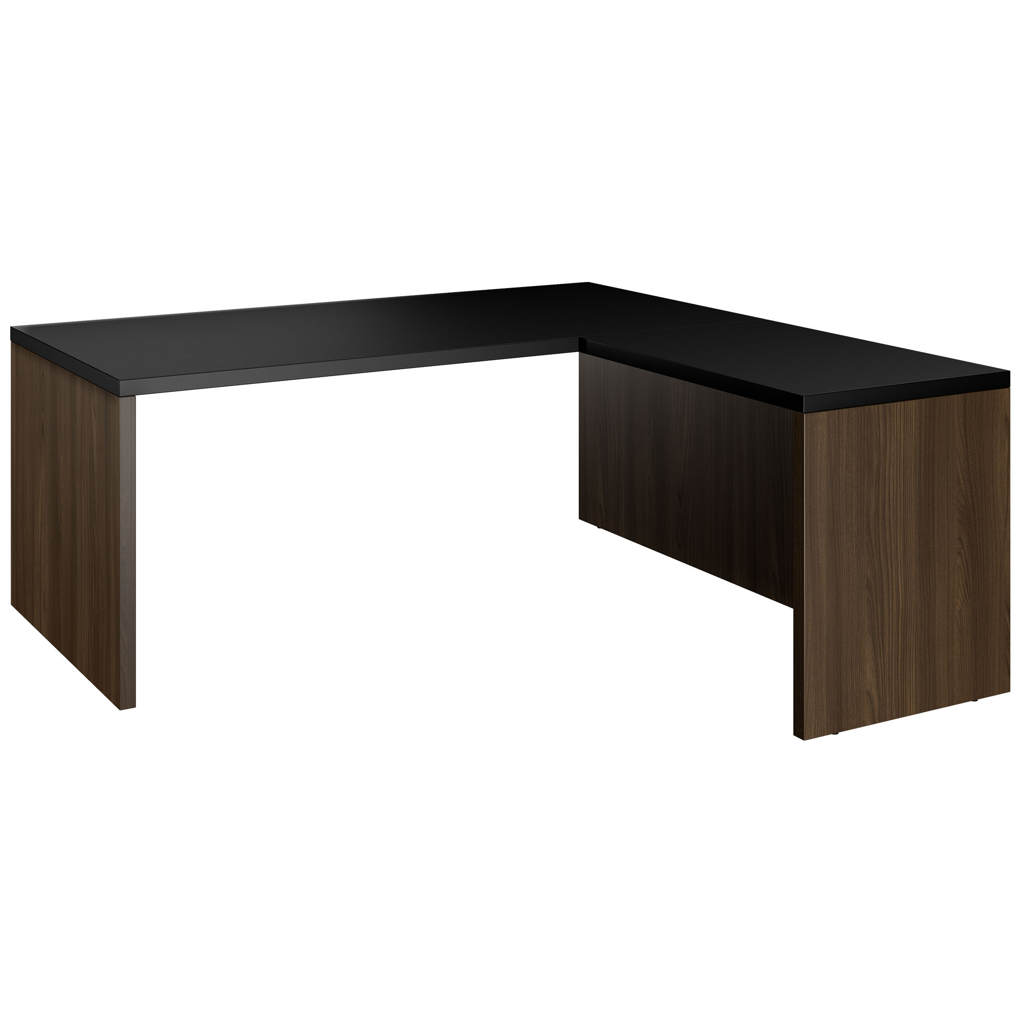 BRALCO SILE desk with extension table | 1800 - 2000 mm, angle desk, cable duct, side frame, black - 1 Main Image