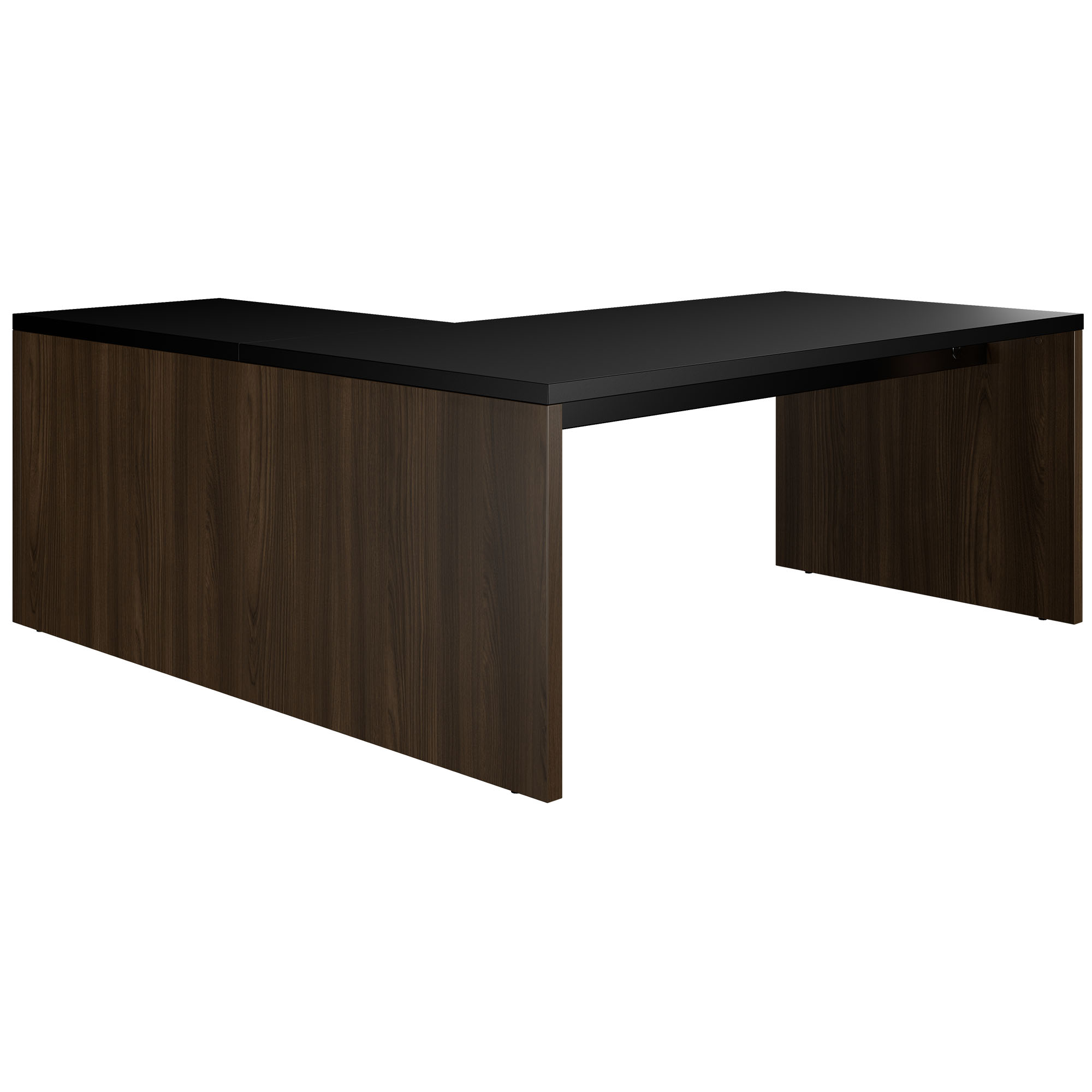 BRALCO SILE desk with extension table | 1800 - 2000 mm, angle desk, cable duct, side frame, black - 3 Main Image