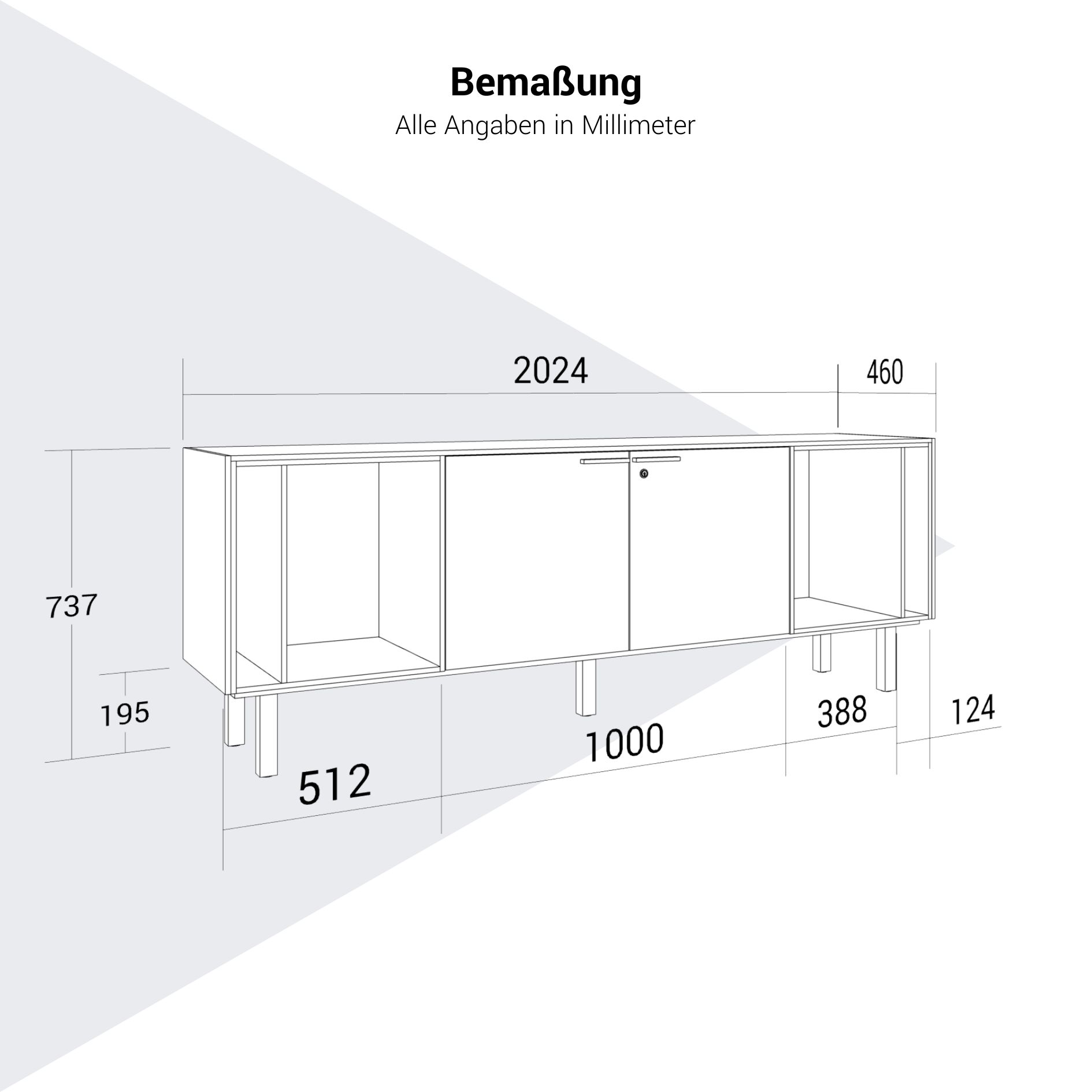 BRALCO SILE Lowboard | 1 OH, 2025 x 740 mm, walnut - 8 Main Image
