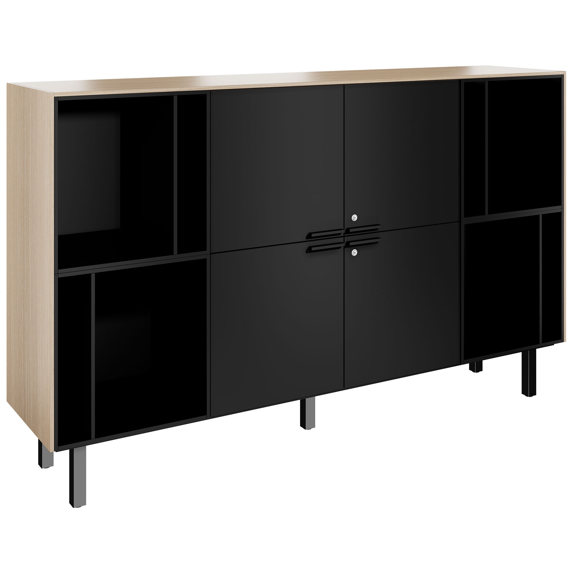 Tenzo Plain Sideboard 210 cm Grau / Eiche