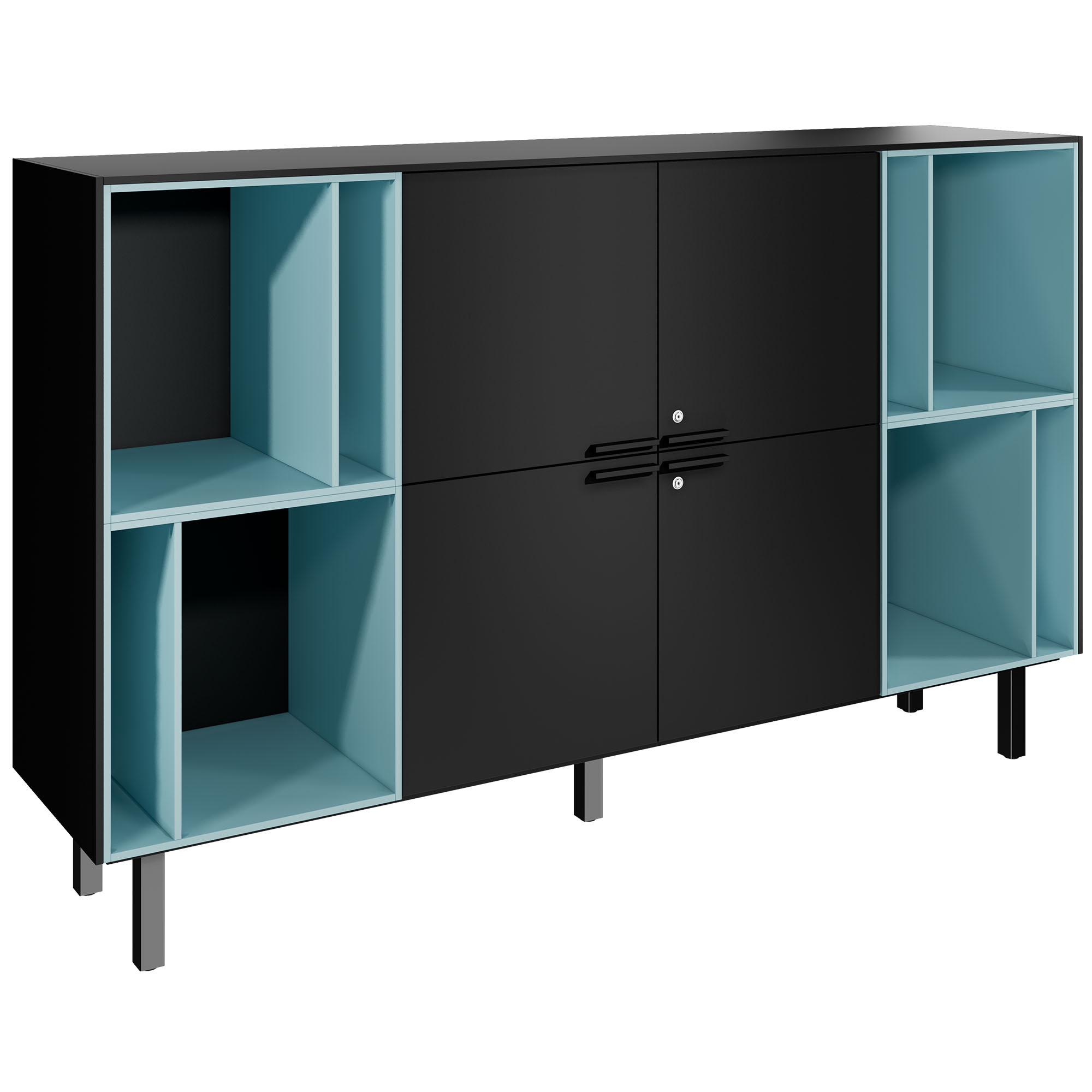 BRALCO SILE highboard | 2 OH, 2025 x 1250 mm, black - 4 Main Image