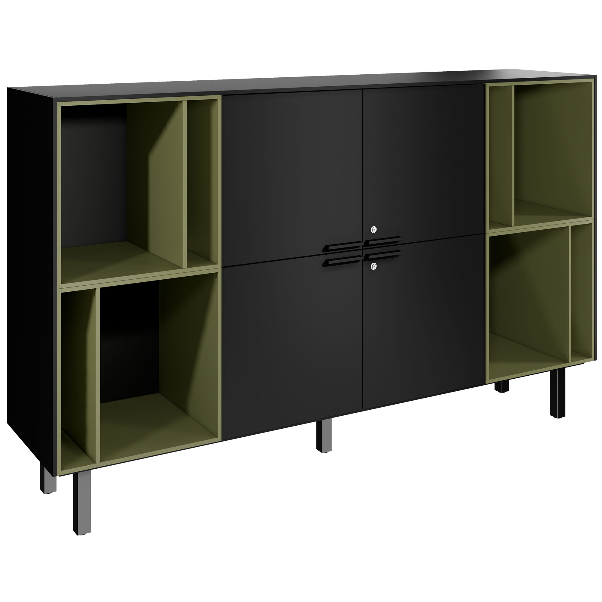 BRALCO SILE highboard | 2 OH, 2025 x 1250 mm, black - 5 Main Image