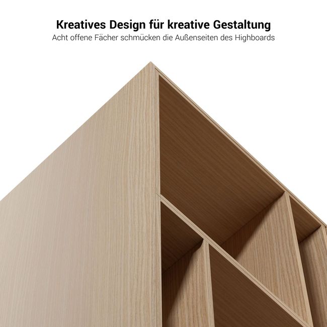 BRALCO SILE Highboard | 2 OH, 2025 x 1250 mm, Schwarz