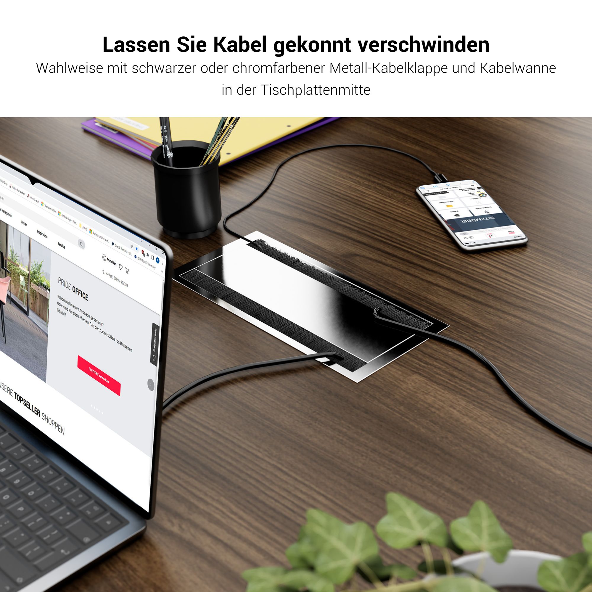 BRALCO SILE Konferenztisch | Bootsform, 2400 - 4200 mm (6 - 16 Personen), Kabelschacht optional, Nussbaum - 7 Main Image