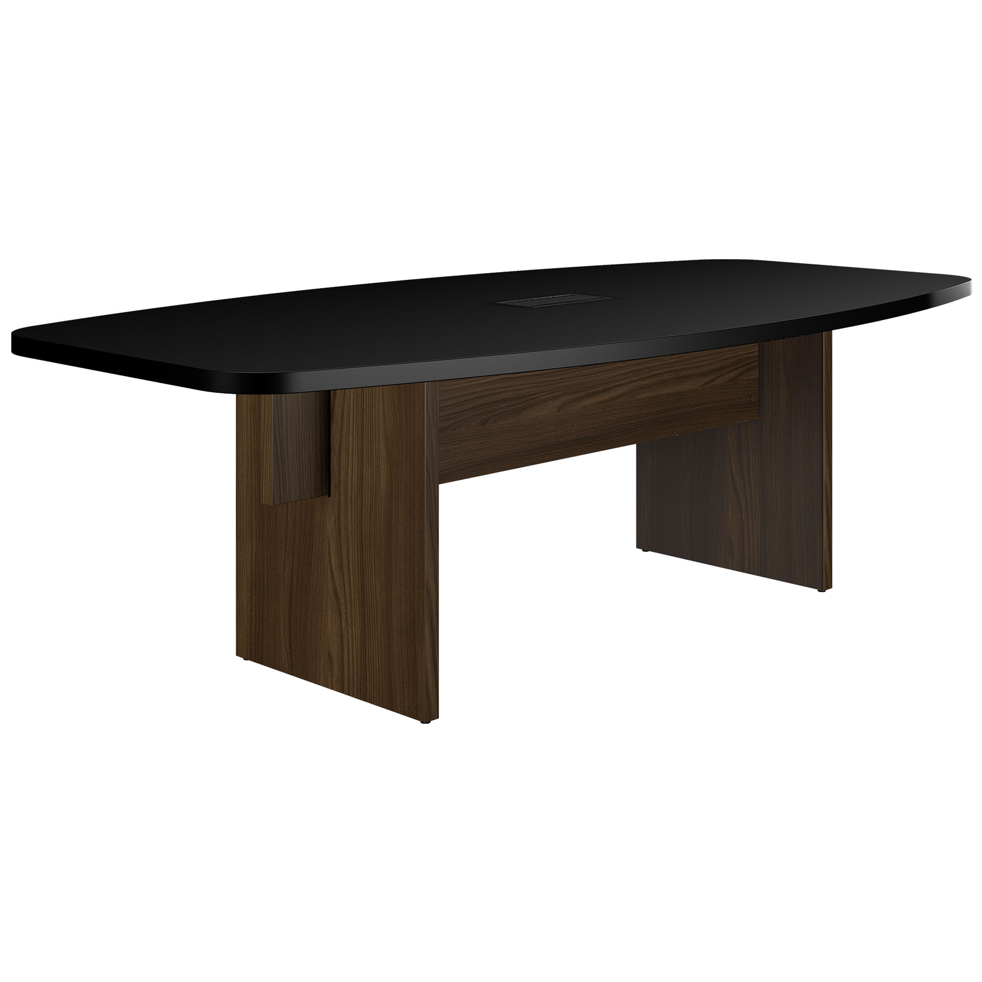 BRALCO SILE conference table | Boat shape, 2400 - 4200 mm (6 - 16 people), cable duct optional, black - 1 Main Image