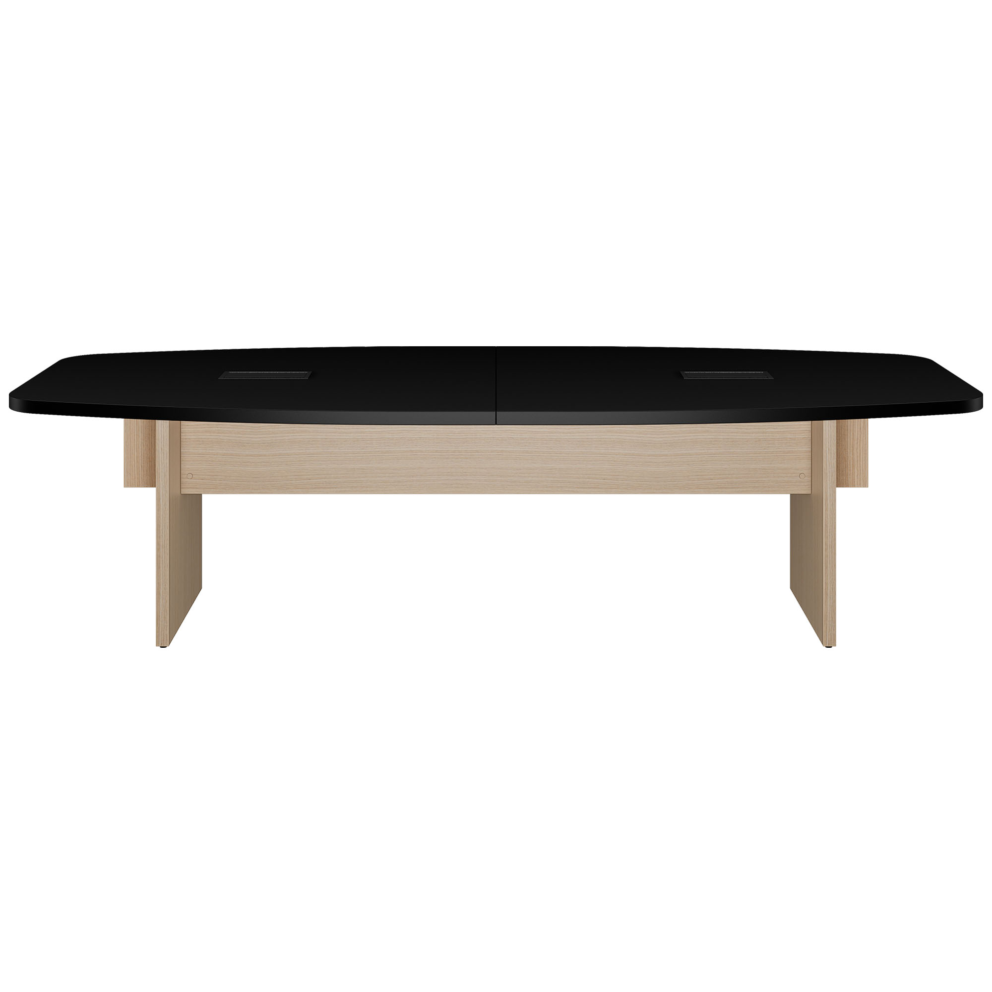 BRALCO SILE conference table | Boat shape, 2400 - 4200 mm (6 - 16 people), cable duct optional, black - 2 Main Image