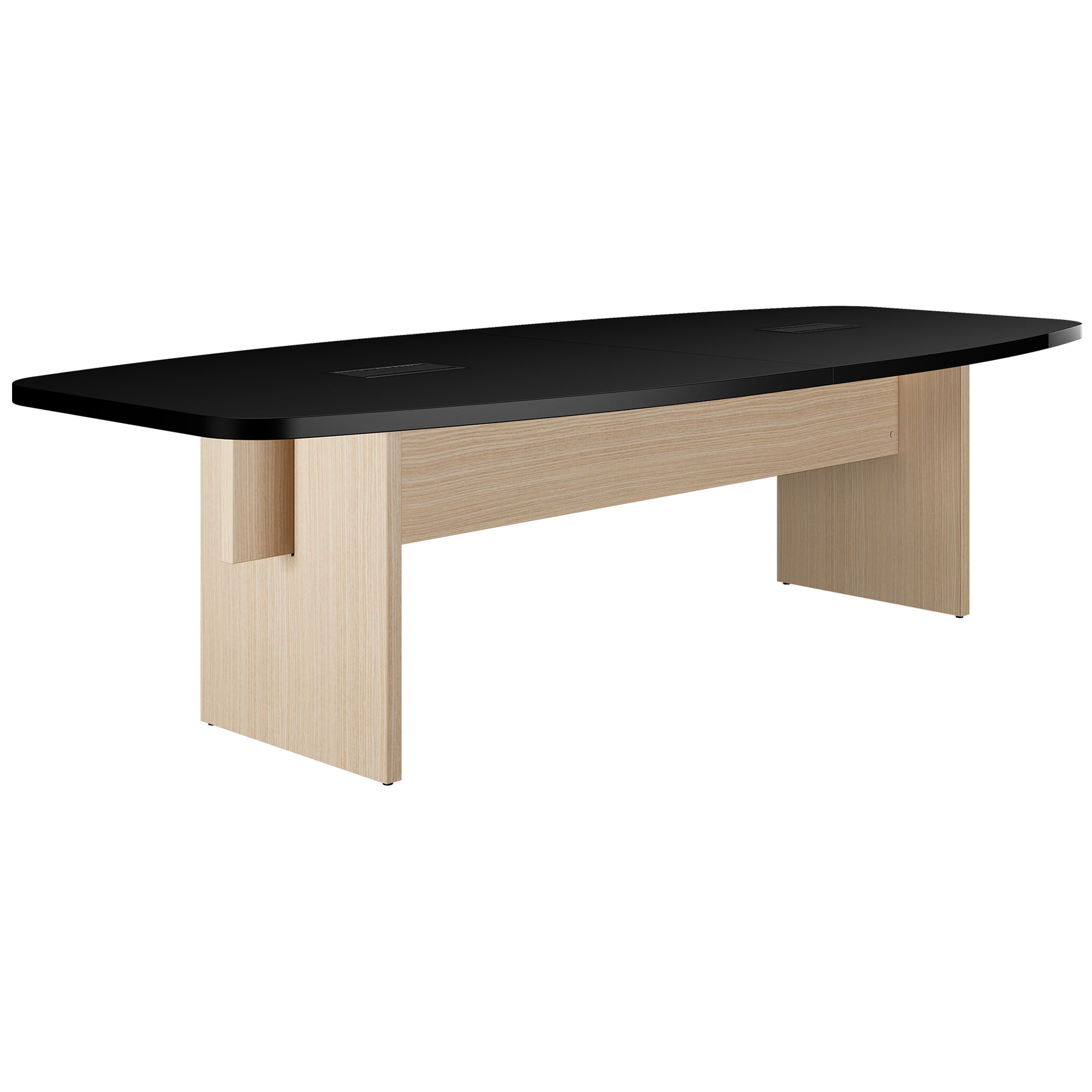 BRALCO SILE conference table | Boat shape, 2400 - 4200 mm (6 - 16 people), cable duct optional, black - 1 Main Image
