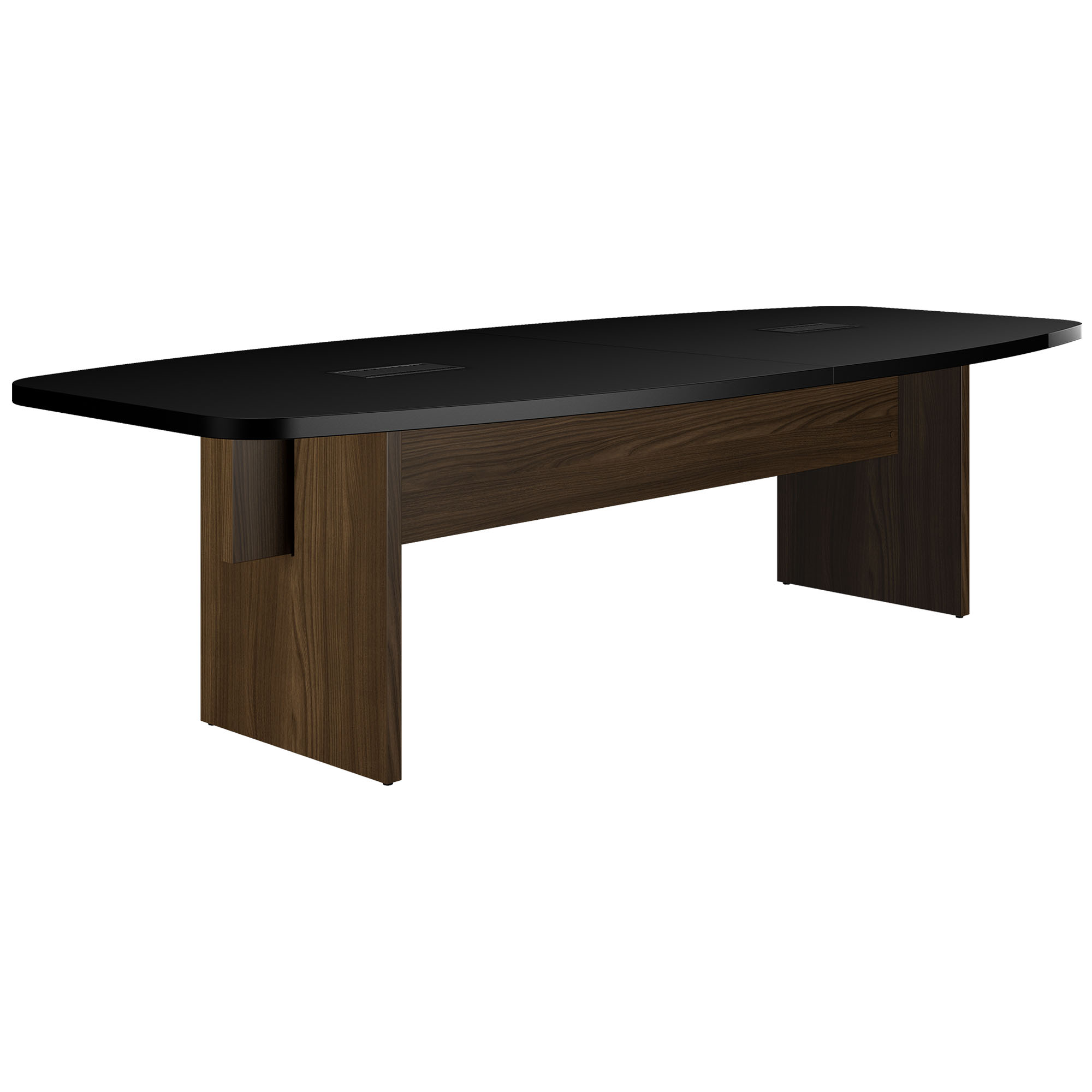 BRALCO SILE conference table | Boat shape, 2400 - 4200 mm (6 - 16 people), cable duct optional, black - 1 Main Image