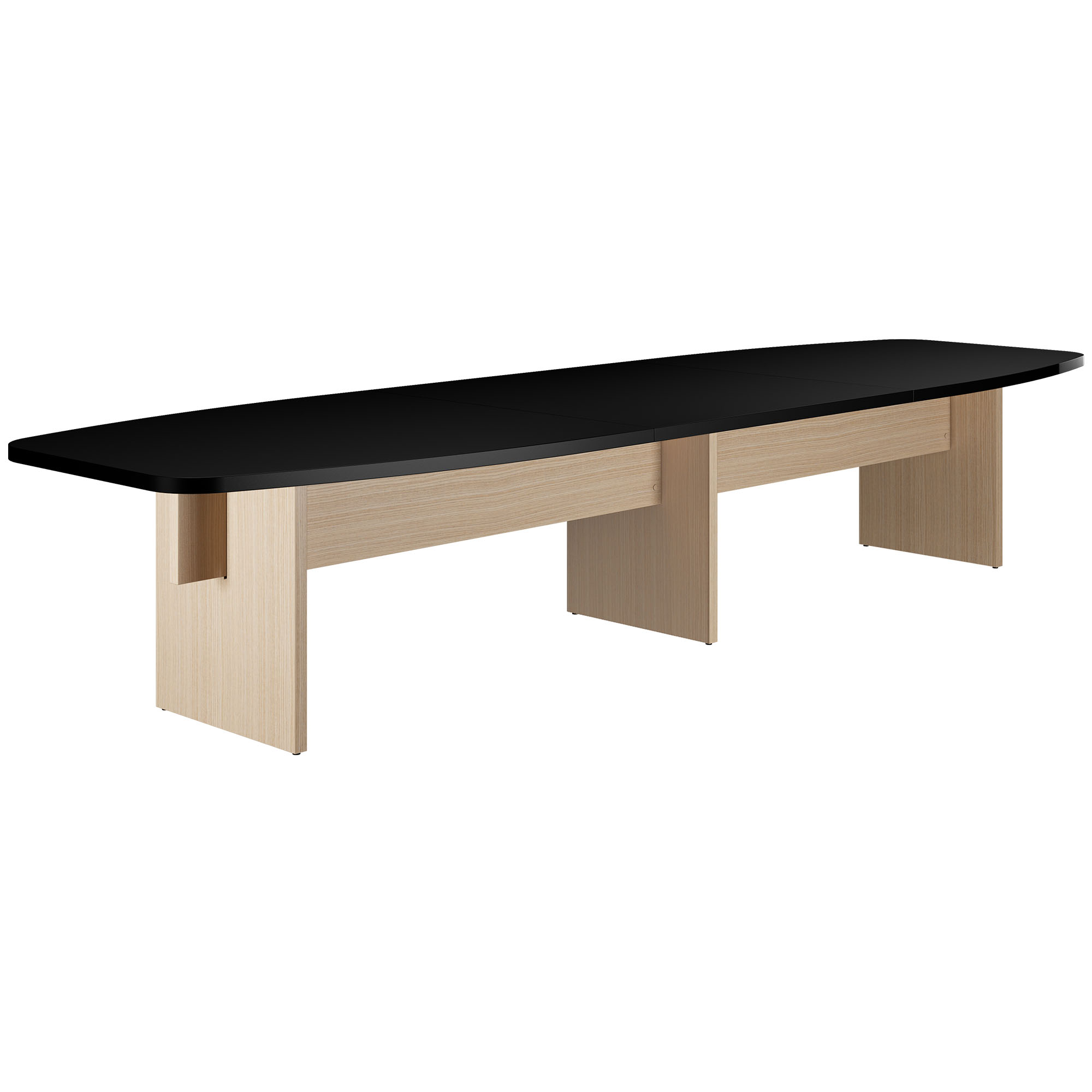 BRALCO SILE conference table | Boat shape, 2400 - 4200 mm (6 - 16 people), cable duct optional, black - 1 Main Image