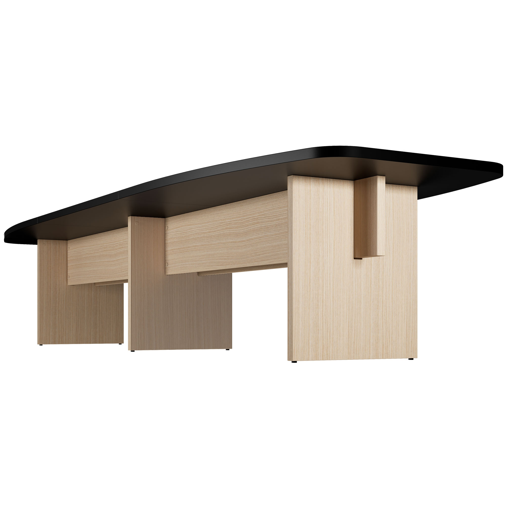 BRALCO SILE conference table | Boat shape, 2400 - 4200 mm (6 - 16 people), cable duct optional, black - 3 Main Image