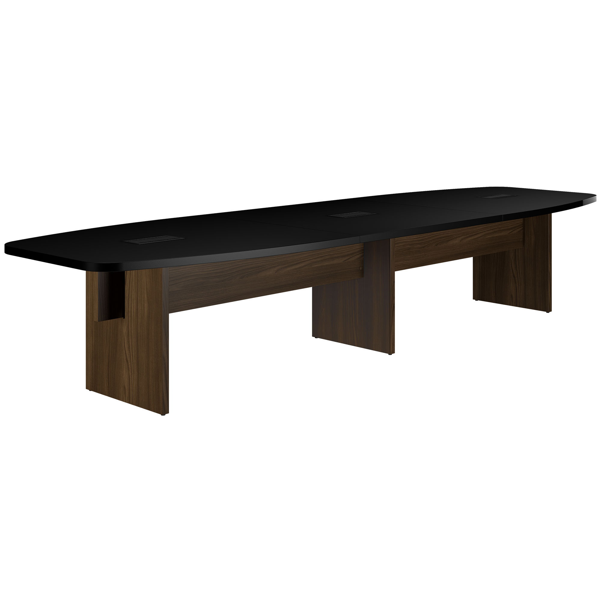 BRALCO SILE conference table | Boat shape, 2400 - 4200 mm (6 - 16 people), cable duct optional, black - 1 Main Image