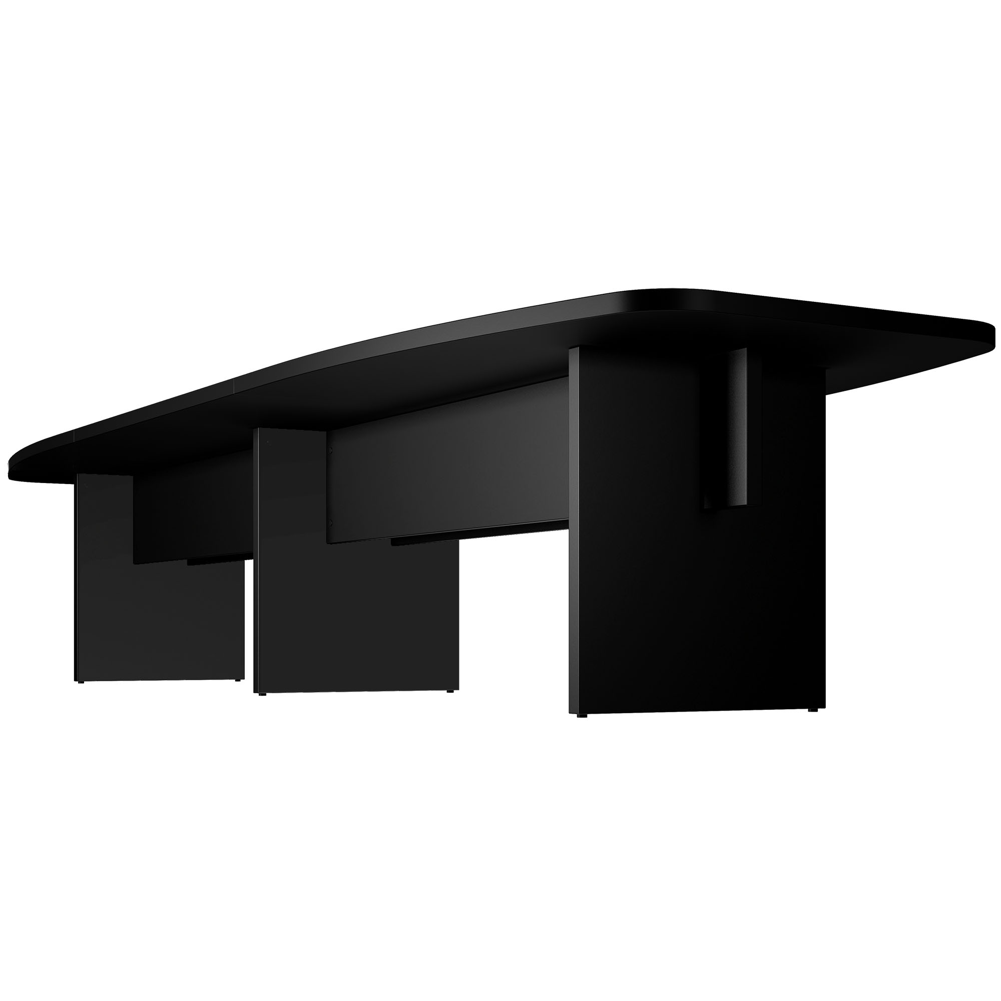 BRALCO SILE conference table | Boat shape, 2400 - 4200 mm (6 - 16 people), cable duct optional, black - 3 Main Image