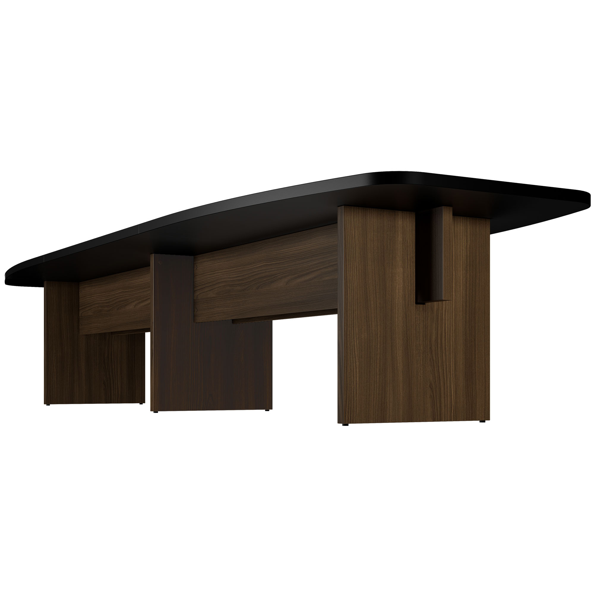 BRALCO SILE conference table | Boat shape, 2400 - 4200 mm (6 - 16 people), cable duct optional, black - 3 Main Image