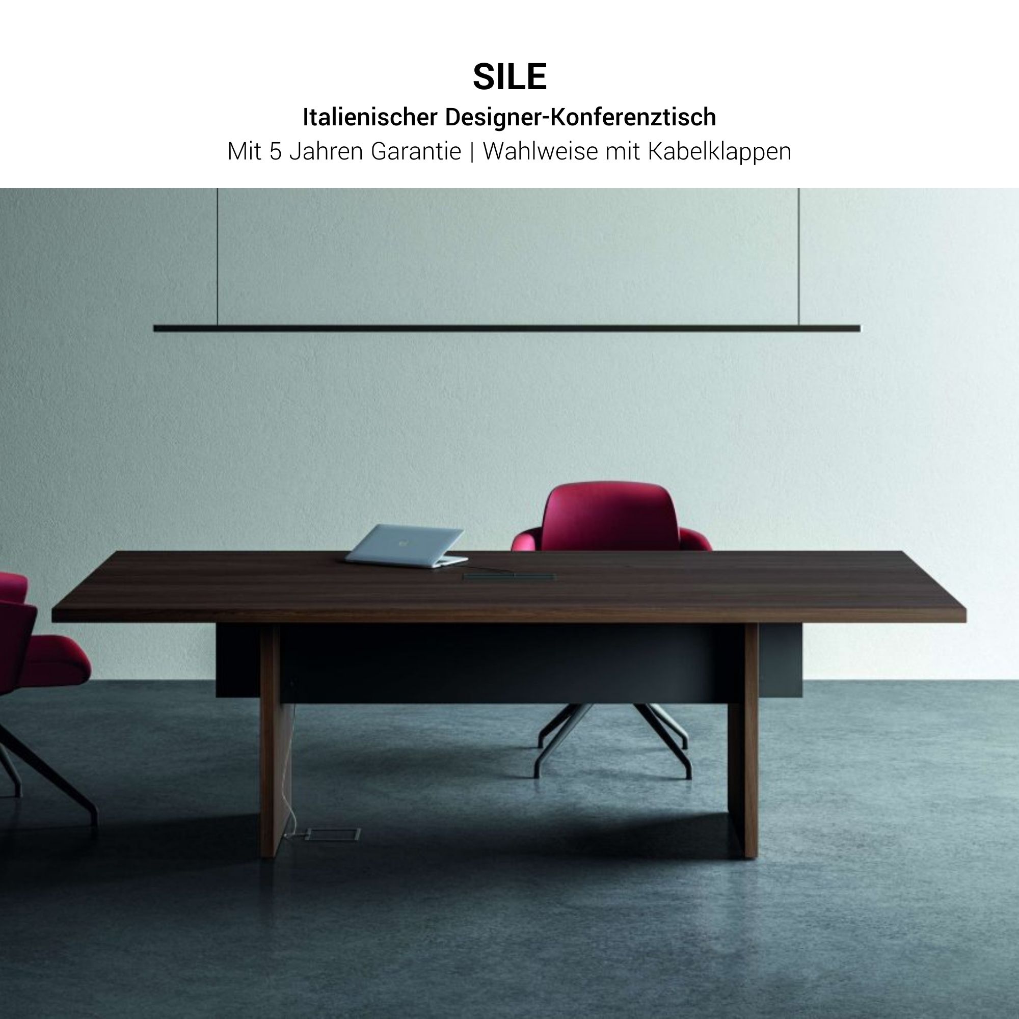 BRALCO SILE Konferenztisch | 2400 - 4200 mm (6 - 16 Personen), elektrifiziert, Schwarz - 4 Main Image