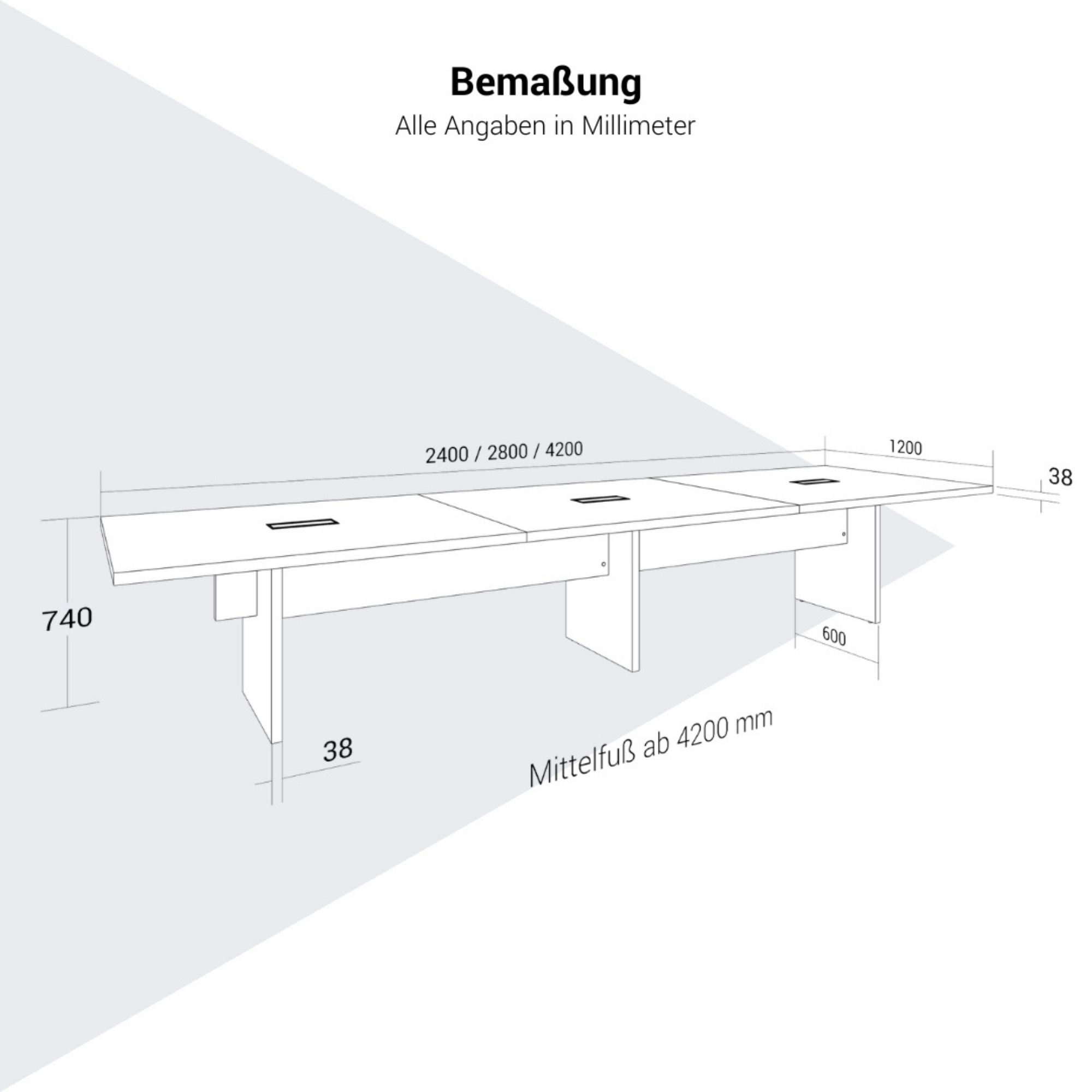 BRALCO SILE Konferenztisch | 2400 - 4200 mm (6 - 16 Personen), elektrifiziert, Schwarz - 8 Main Image