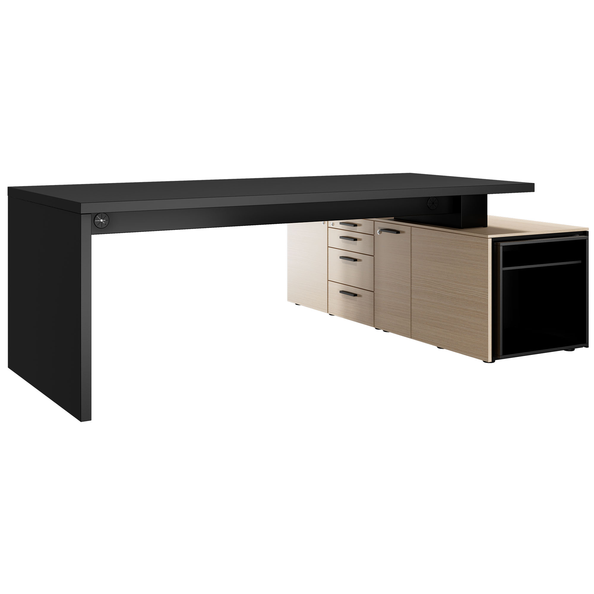 Bralco SILE Scrivania con bacheca | 2300 x 1700 mm, nero - 1 Main Image