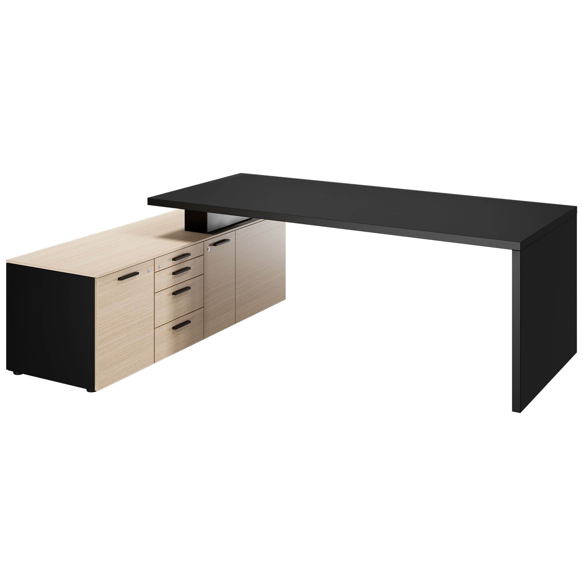 Bralco SILE Scrivania con bacheca | 2300 x 1700 mm, nero - 2 Main Image